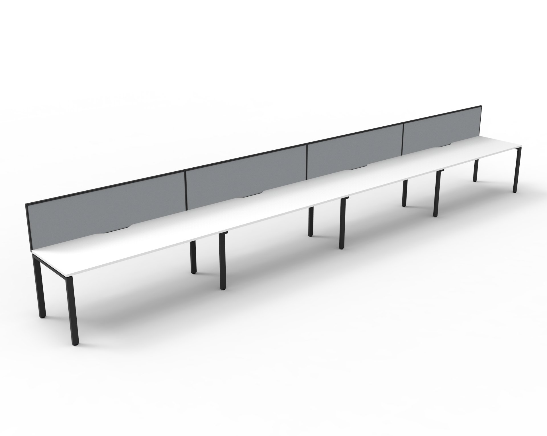 Rapidline Infinity POD of 4 Single Sided Workstation | 1200×750mm | Natural White Top, Black Satin Base, Grey SHUSH30 Screen