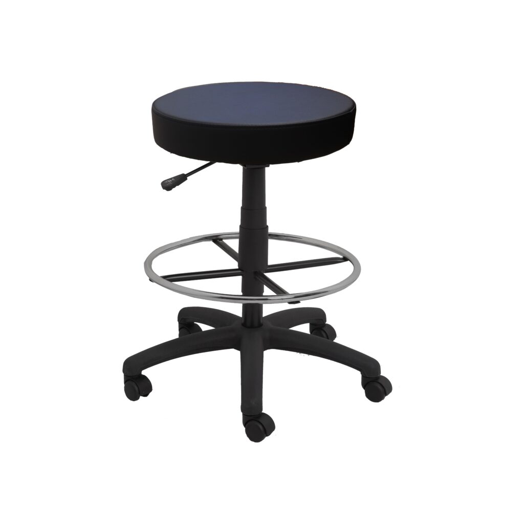 Rapidline Data Stool – Counter Height – Black PU Upholstery