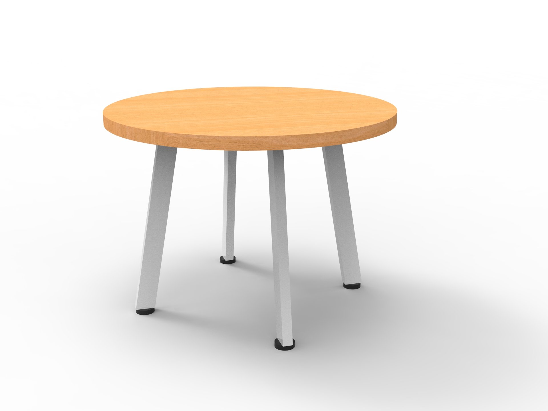 Rapidline Eternity Round Coffee Table – 600mm Dia × 450mm H, Beech Top, White Powder Coat Base