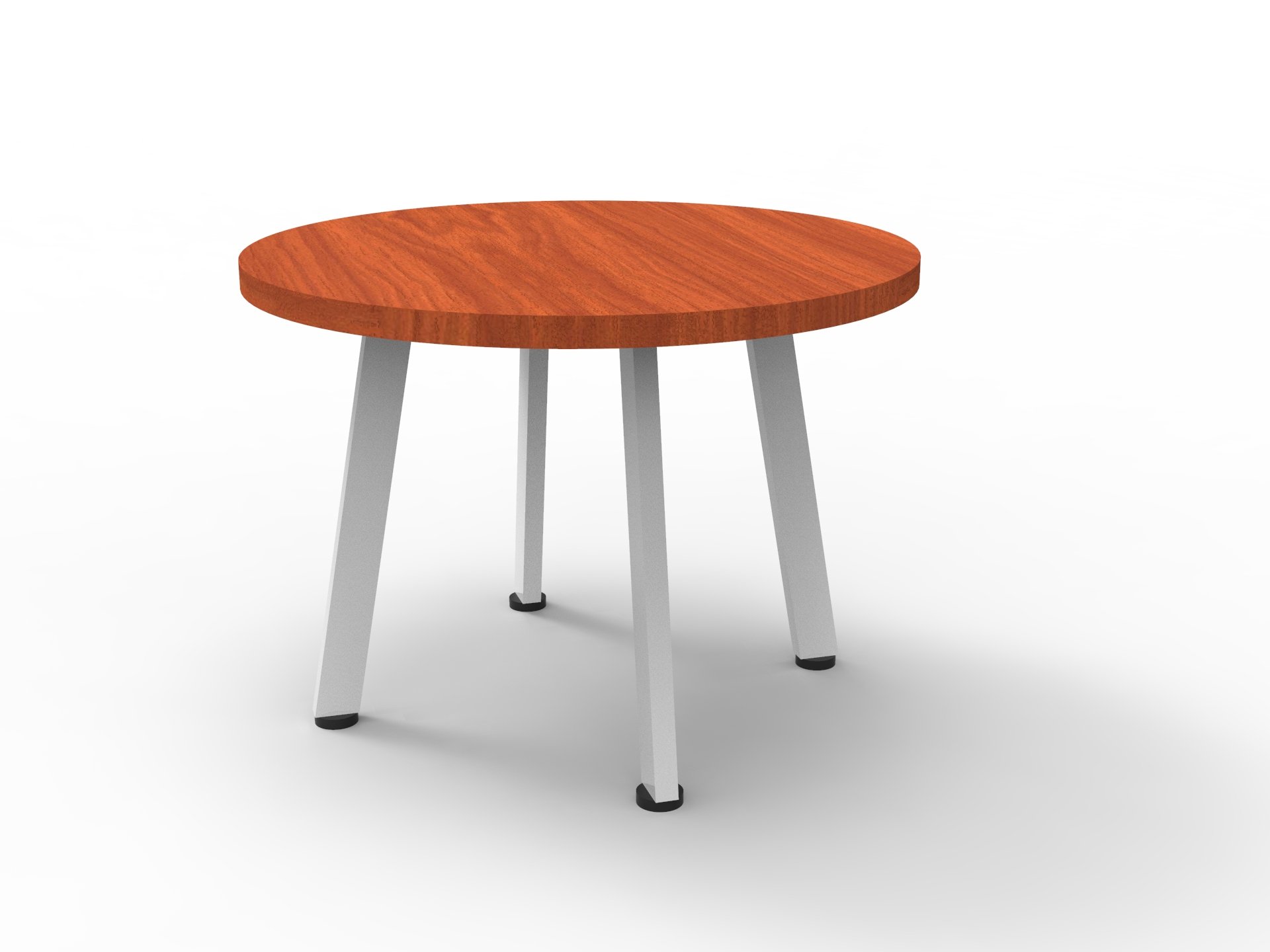 Rapidline Eternity Round Coffee Table – 600mm Dia x 450mm H | Cherry Top, White Powdercoat Frame