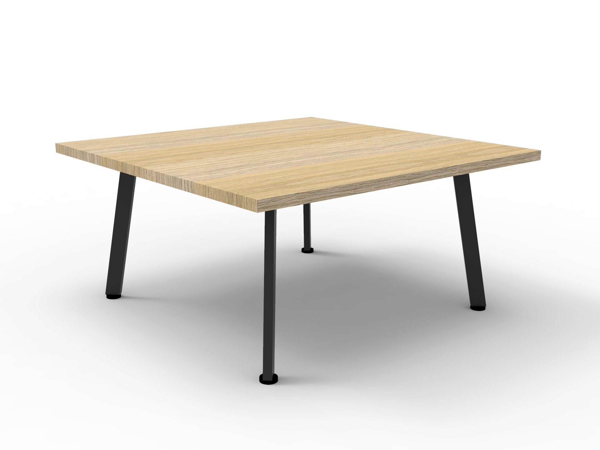 RAPIDLINE Eternity Square Coffee Table – 900mm W × 900mm D × 450mm H | Natural Oak Top, Black Satin Base