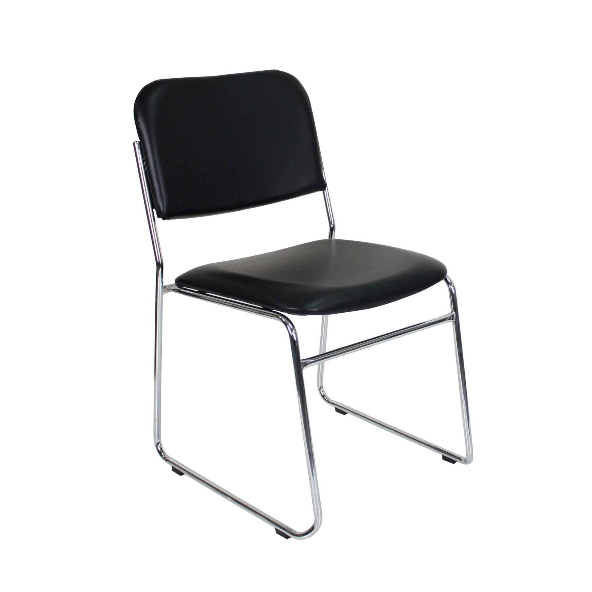 Rapidline Evo Visitor Chair – Black PU Leather | Chrome Sled Base Reception Seating