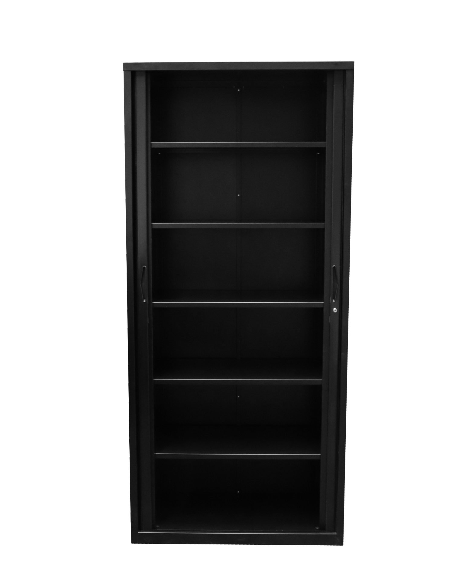 Rapidline Go Tambour Door Cupboard – Black Satin – Five Adjustable Shelves – 1981mm H × 1200mm W × 474mm D