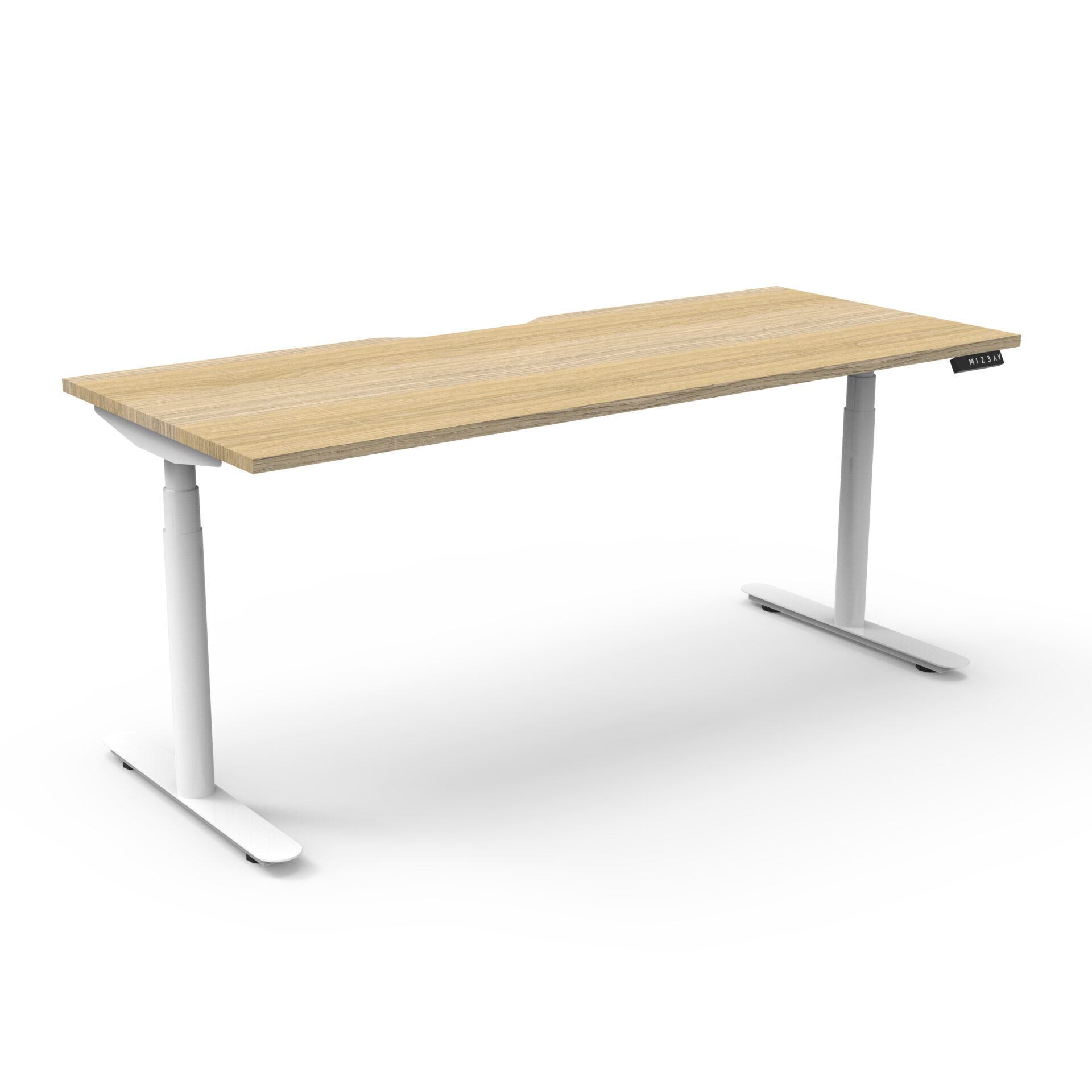 RAPIDLINE Halo+ Height Adjustable Desk – 1500 x 750mm – Natural Oak Top, White Satin Frame