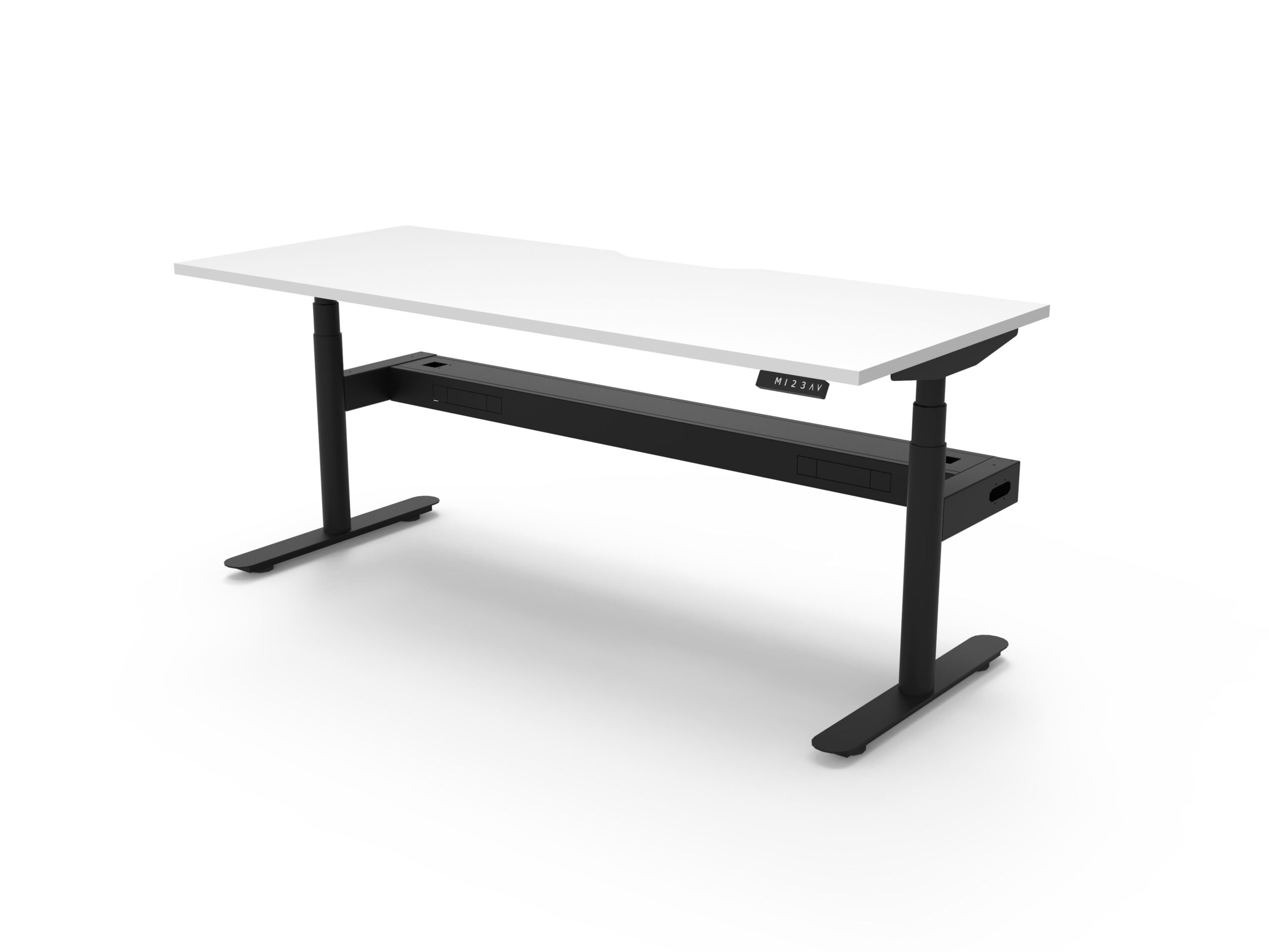 RAPIDLINE Halo+ Height Adjustable Desk – 1200mm Natural White Top, Black Satin Frame