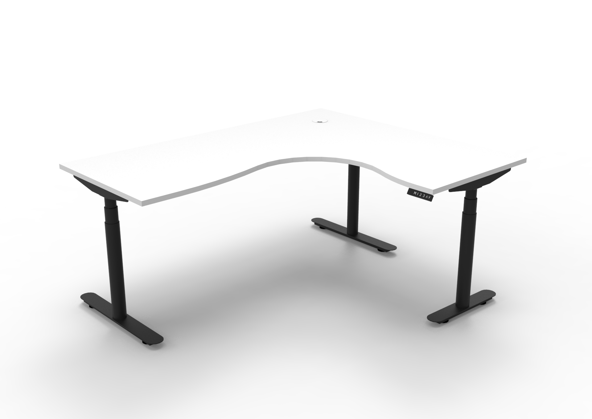 Rapidline Halo+ Corner Height Adjustable Desk | 1800×1500mm | Natural White Top, Black Satin Frame