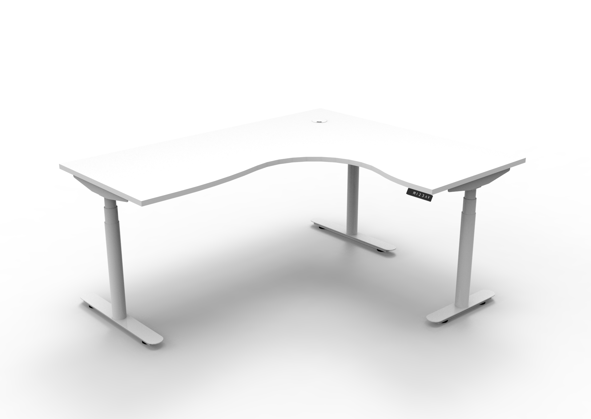 Rapidline Halo+ Corner Height Adjustable Desk | 1800×1500mm | Natural White Top, White Satin Frame