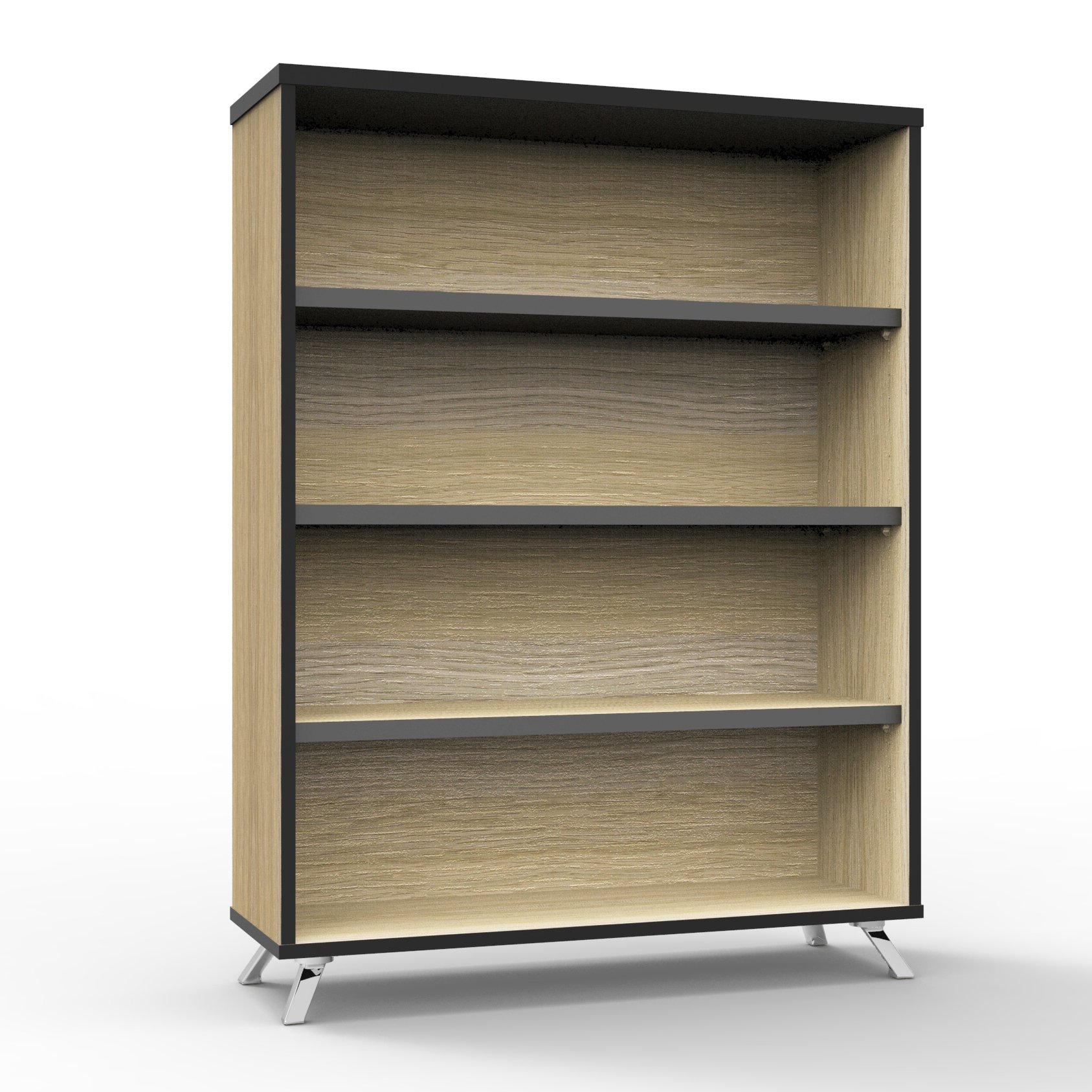 RAPIDLINE Infinity Bookcase – 1200×900×315mm | Natural Oak, Polished Aluminium Legs, 5-Year Warranty