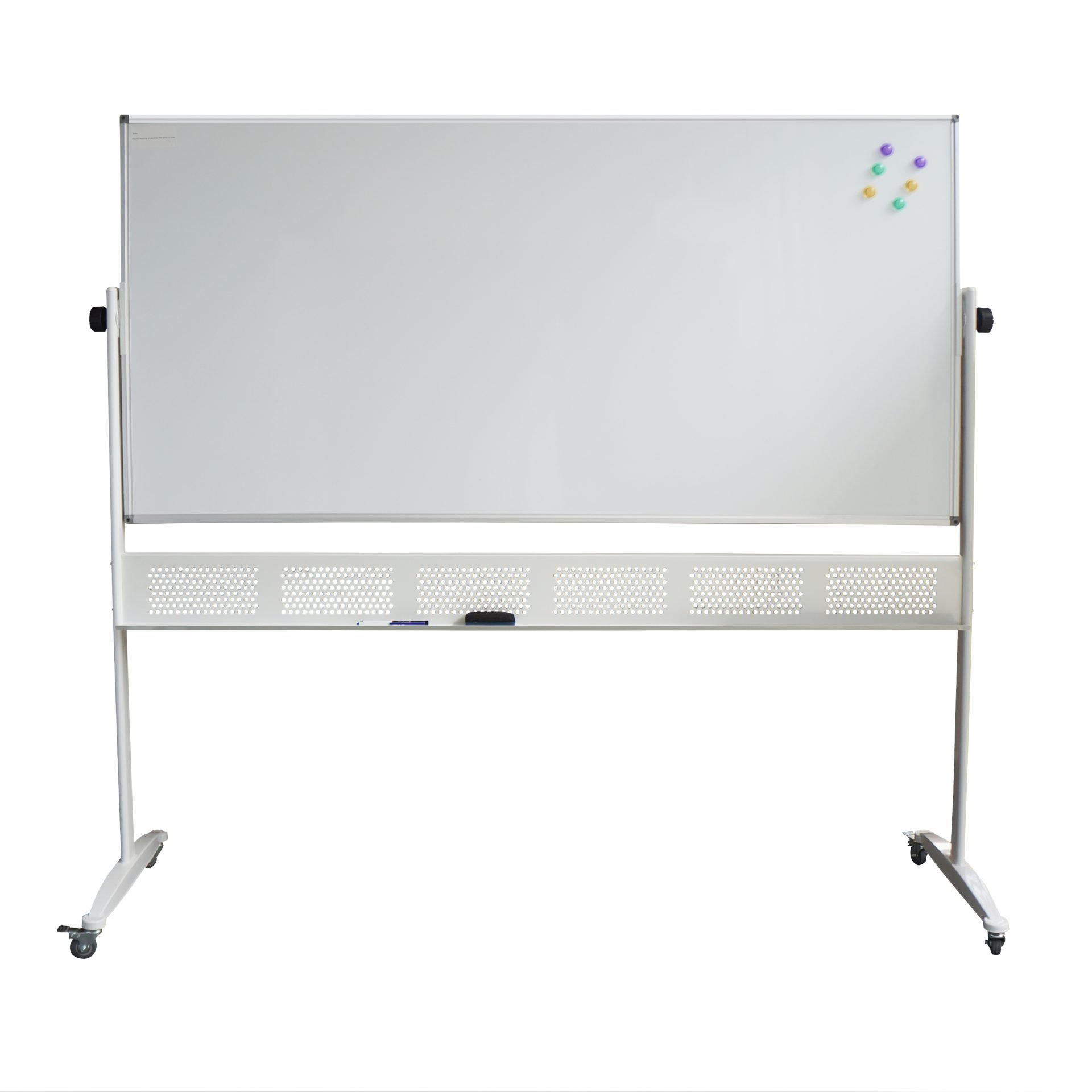 Rapidline Porcelain Mobile Whiteboard – 1500mm W x 1200mm H – Double-Sided Pivoting