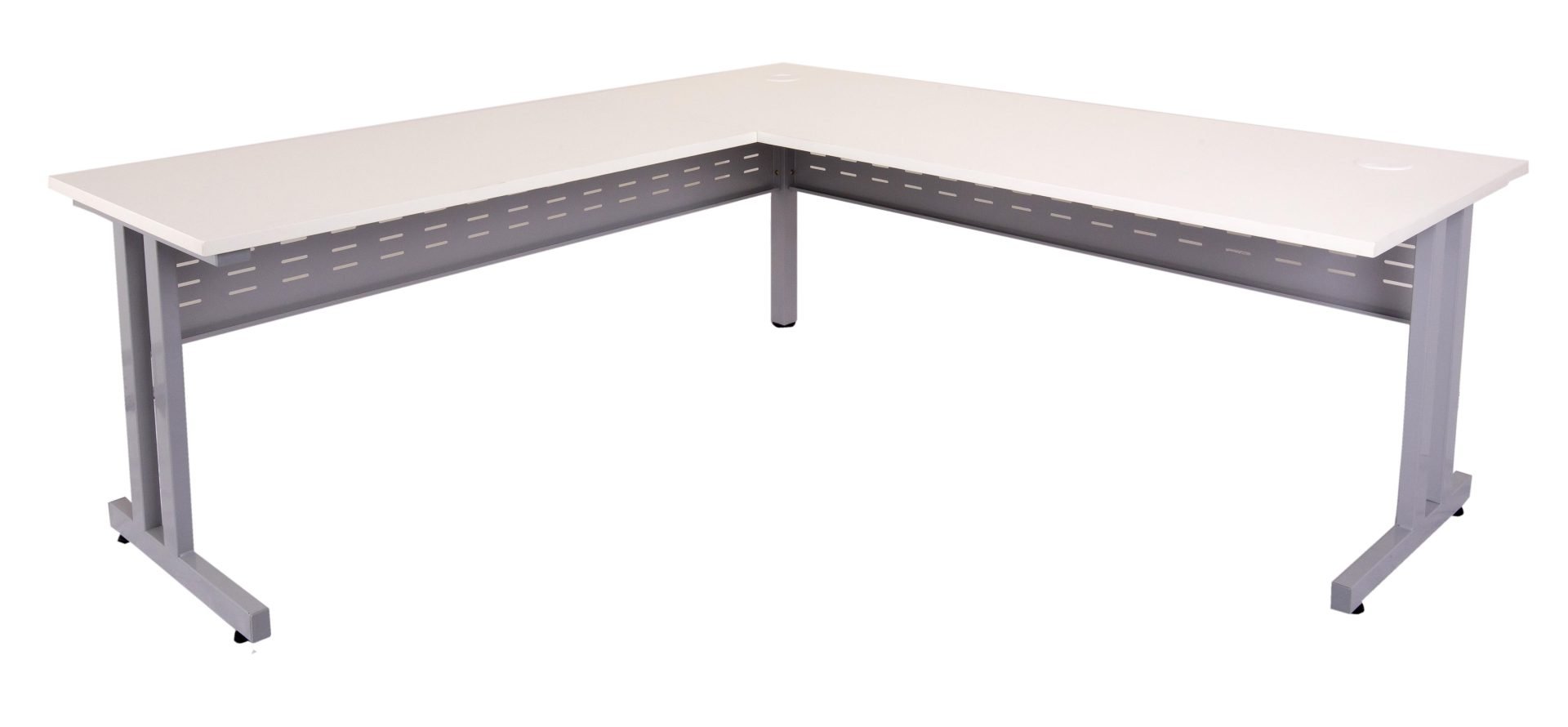 Rapid Span C-Leg Corner Workstation – 1800mm Natural White Top, Precious Silver Base