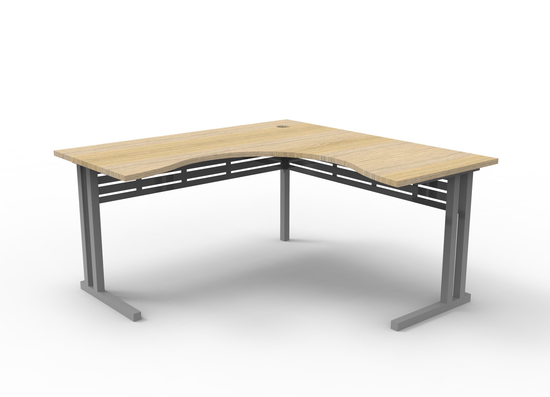 Rapidline Rapid Span C-Leg Corner Workstation – 1800×1800mm, Natural Oak Top & Precious Silver Base