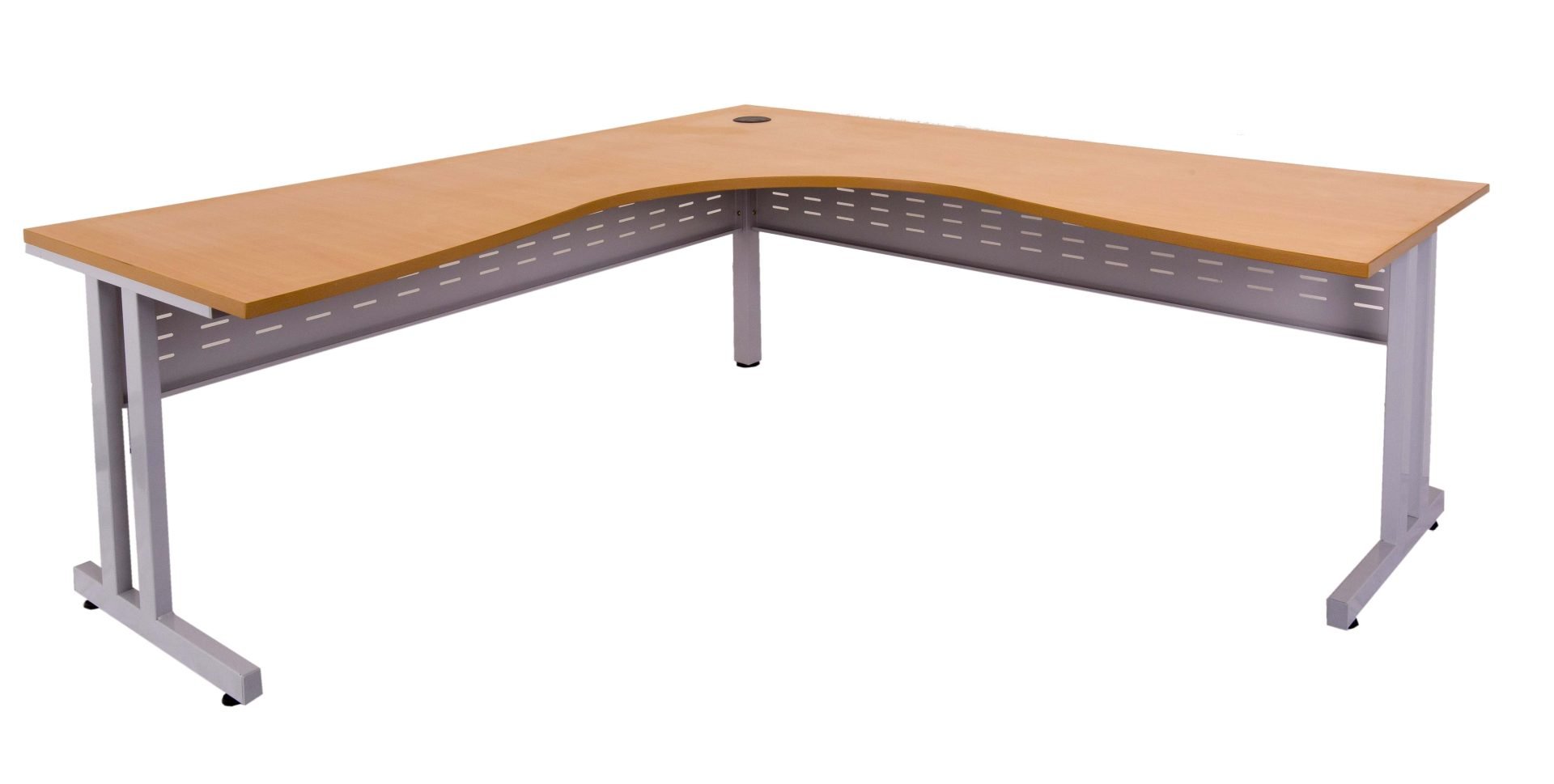 Rapidline Rapid Span C-Leg Corner Workstation – 1800×1800mm, Beech Top & Precious Silver Base