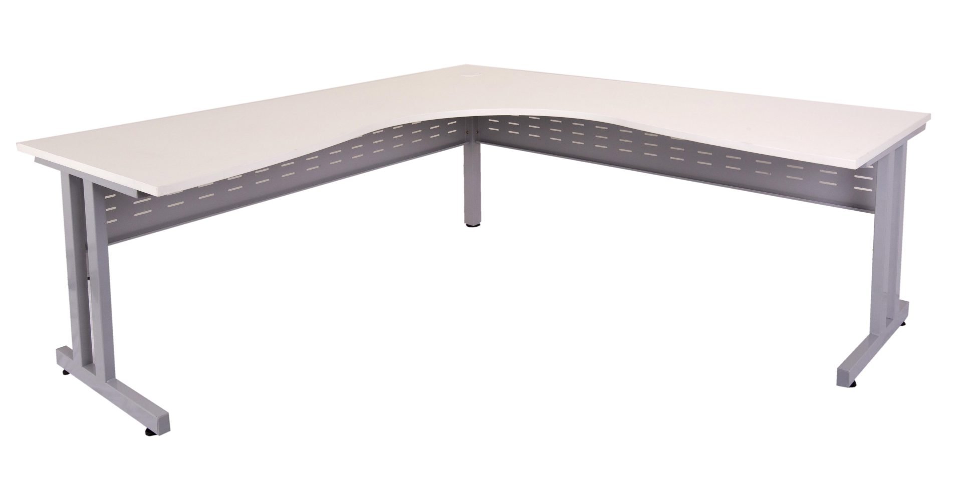 Rapidline Rapid Span C-Leg Corner Workstation – 1800×1800mm, Natural White Top & Precious Silver Base