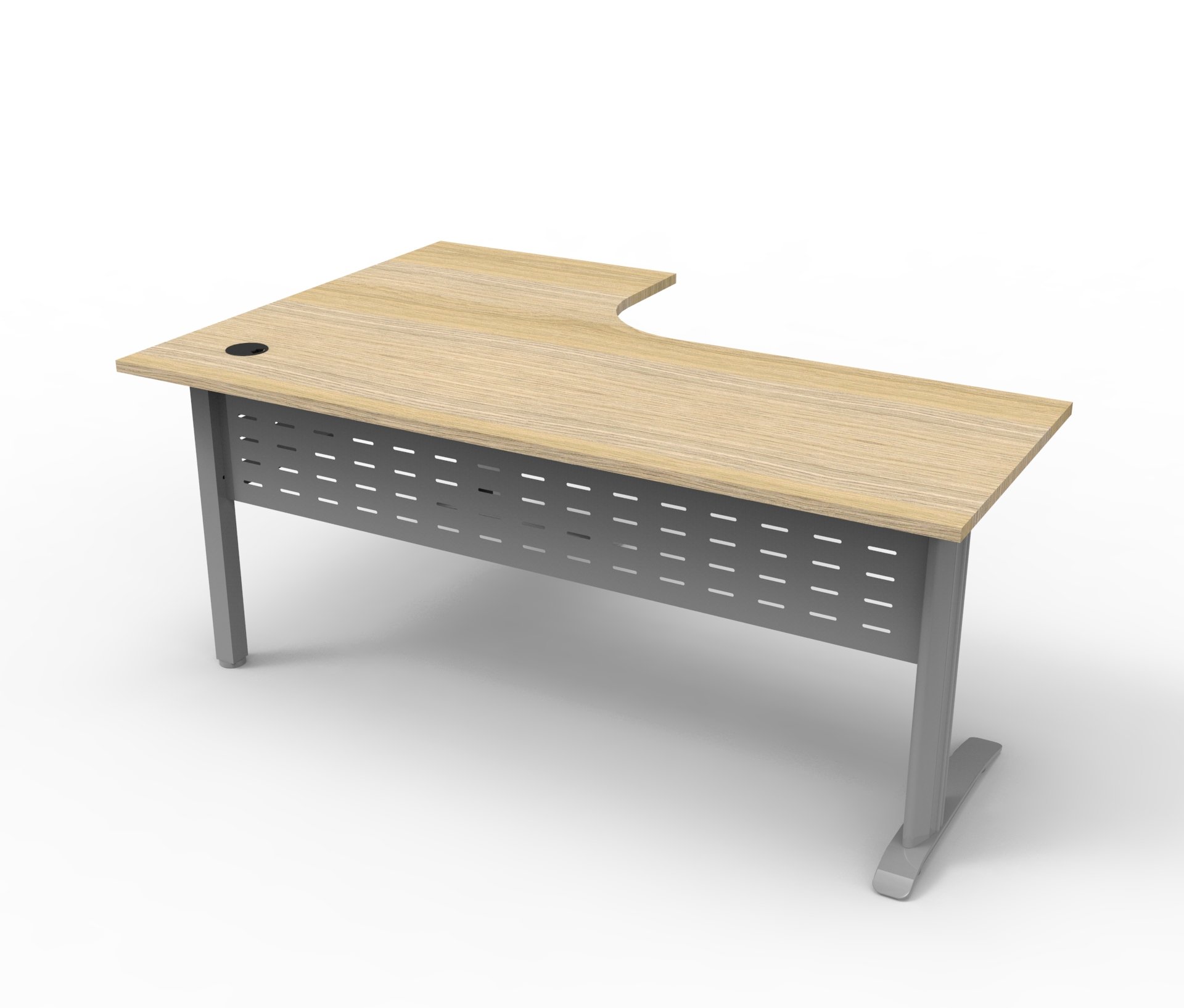 Deluxe Rapid Span Corner Workstation – 1800mm x 1200mm | Natural Oak Top, Precious Silver Base | Rapidline