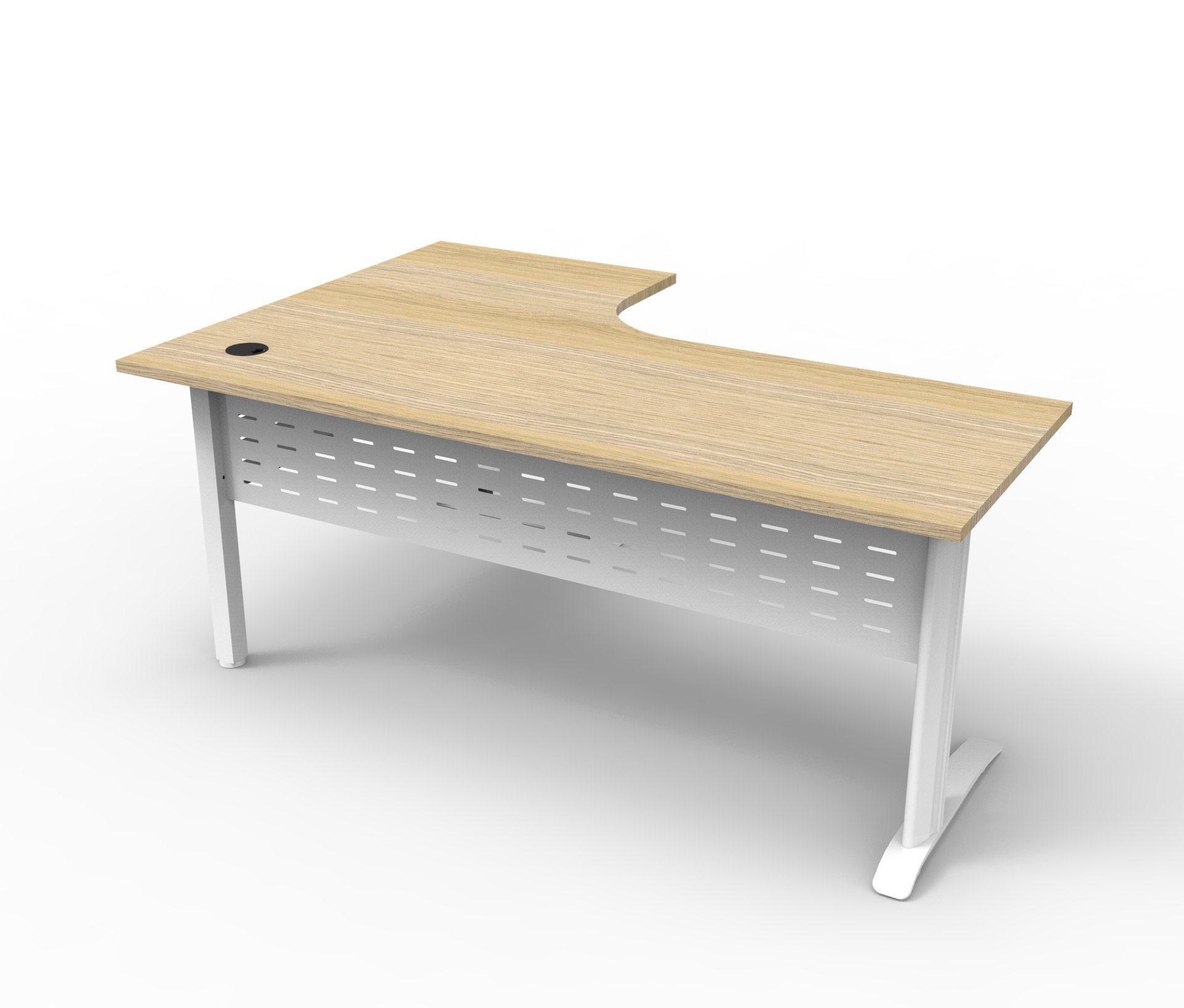 Rapidline Deluxe Rapid Span Corner Workstation – 1800×1200mm, Natural Oak Top, White Satin Base