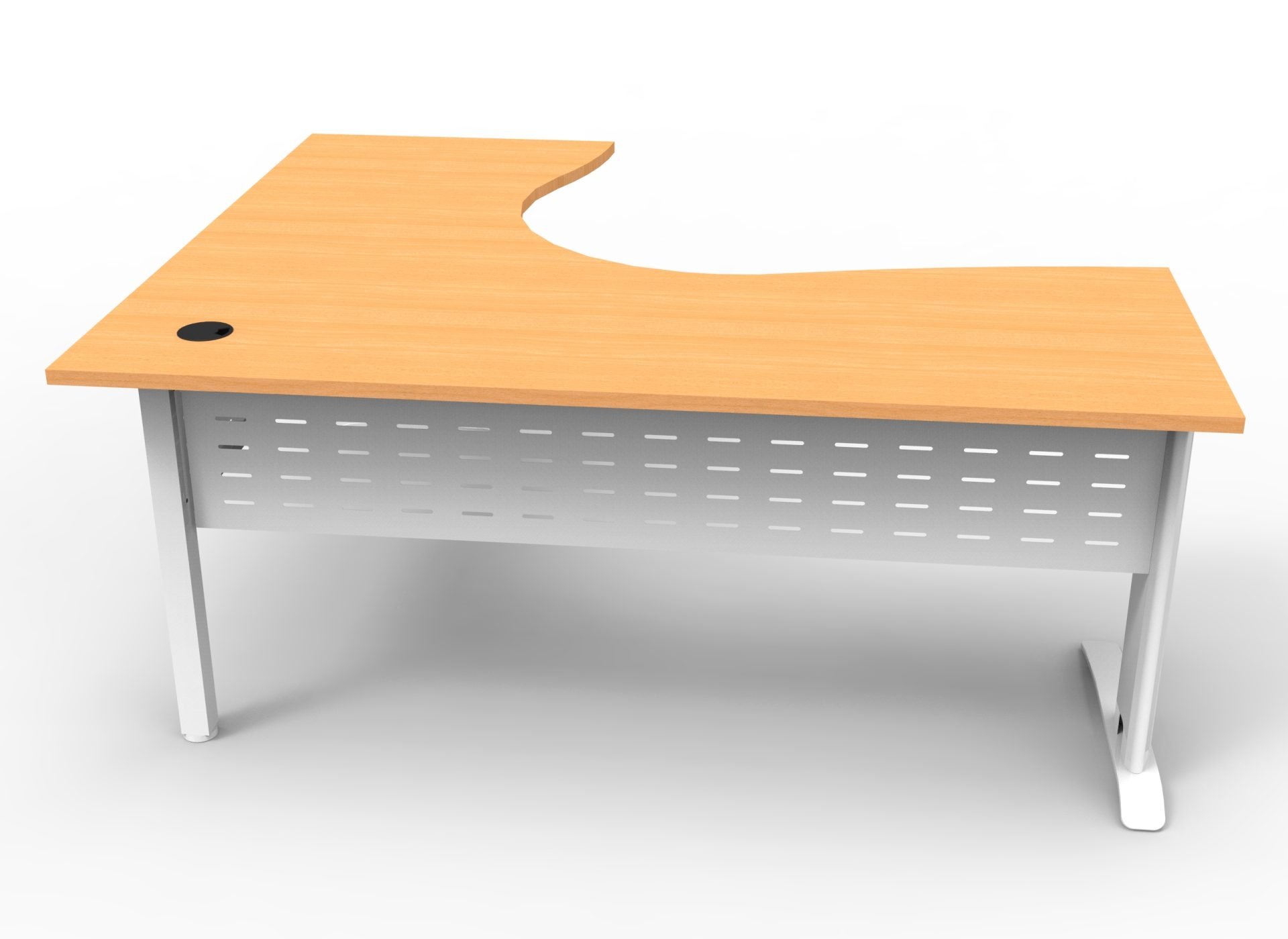 Rapidline Rapid Span Corner Workstation – 1800×1500mm, Beech Top & White Satin Base