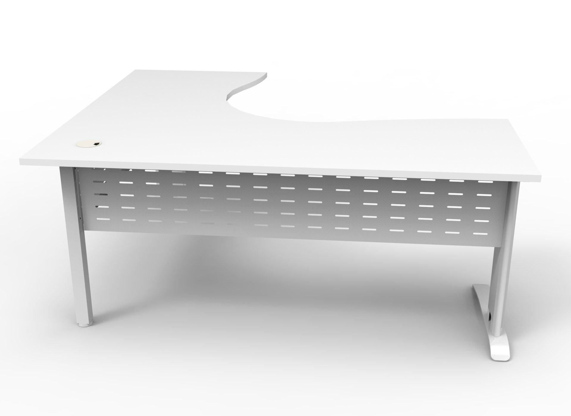Rapid Span Corner Workstation – 1800mm x 1200mm, Natural White Top & White Satin Base