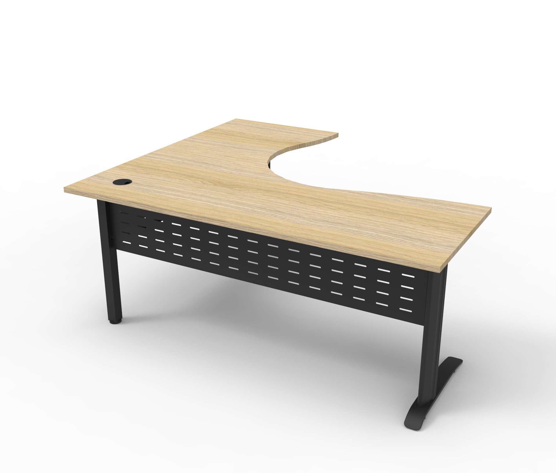 Deluxe Rapid Span Corner Workstation – 1800mm x 1500mm, Natural Oak Top & Black Satin Base
