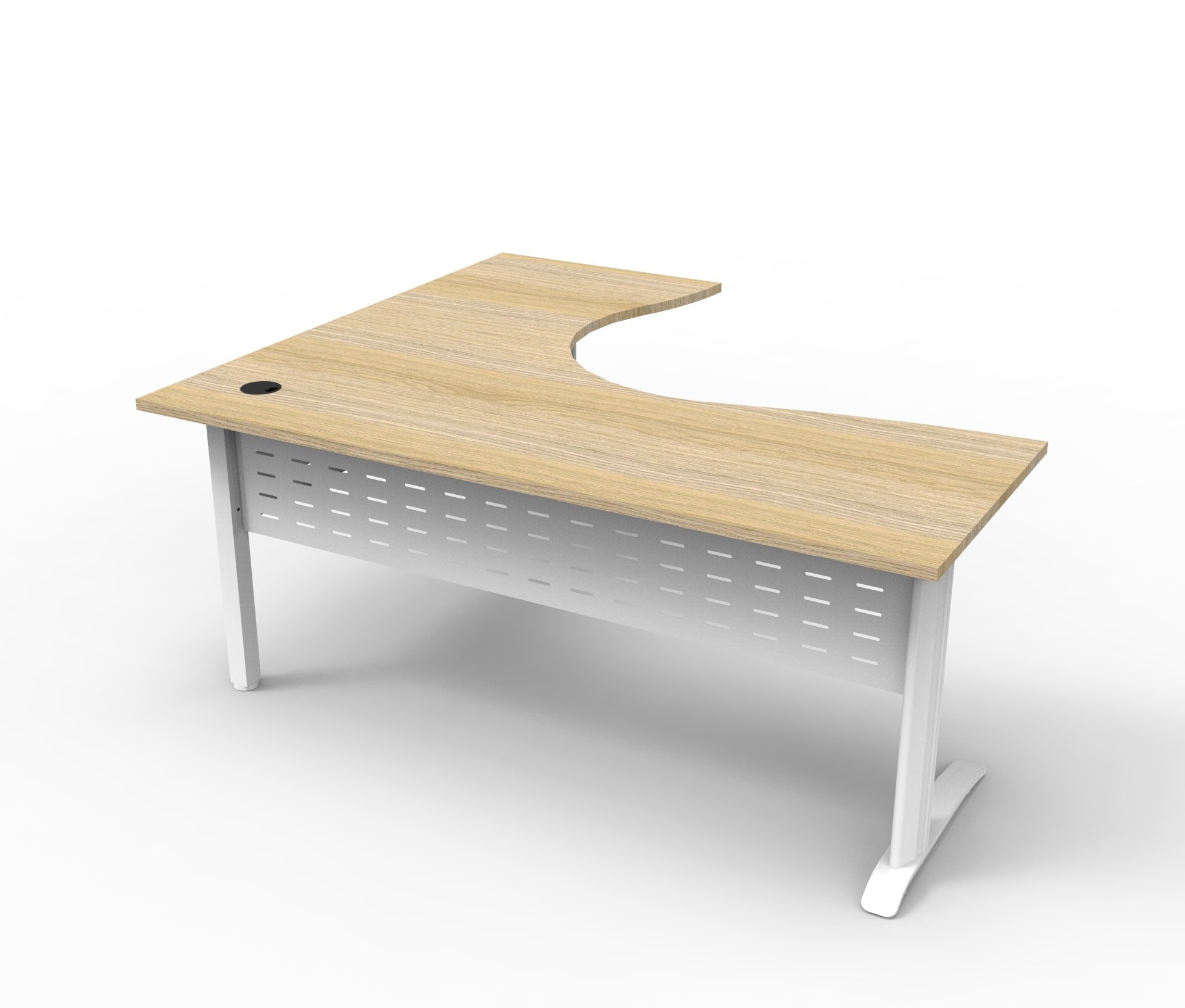 Rapidline Deluxe Rapid Span Corner Workstation – 1800×1500mm, Natural Oak Top & White Satin Base