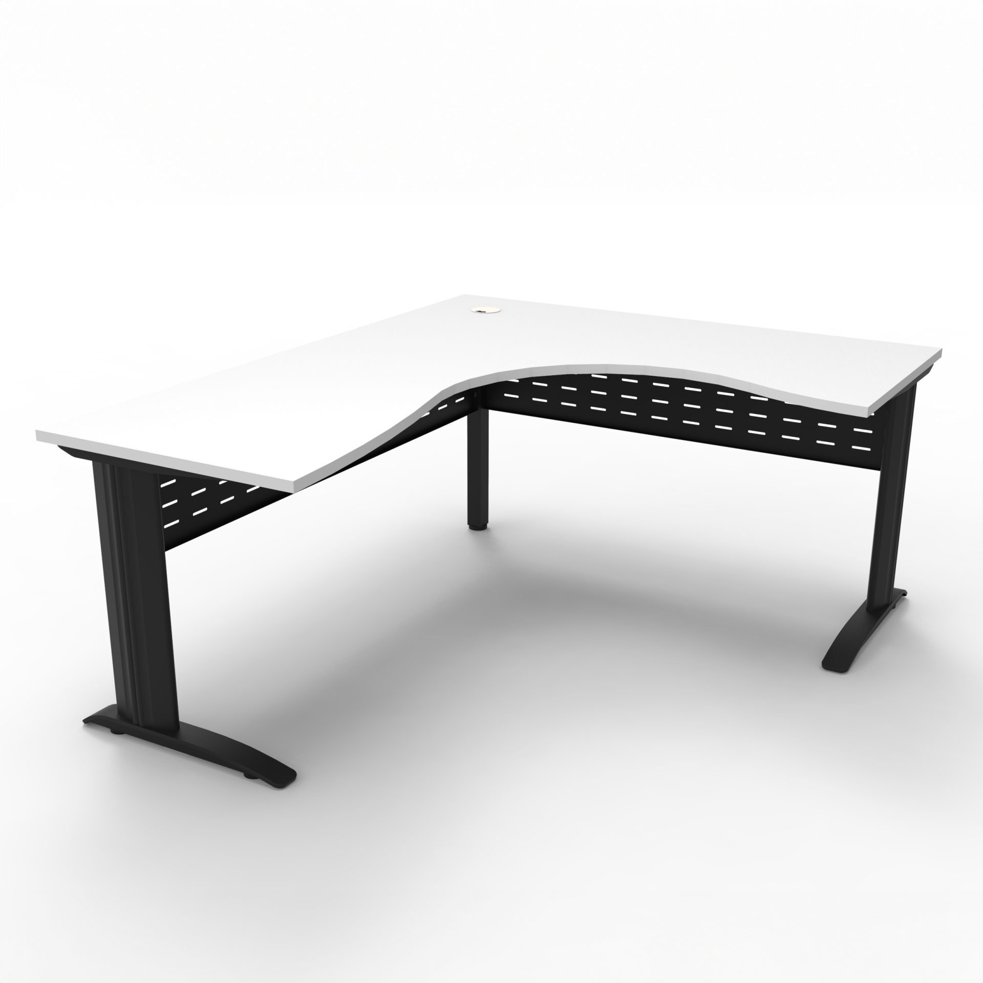 Deluxe Rapid Span Corner Workstation – 1800×1800mm, Natural White Top & Black Satin Base