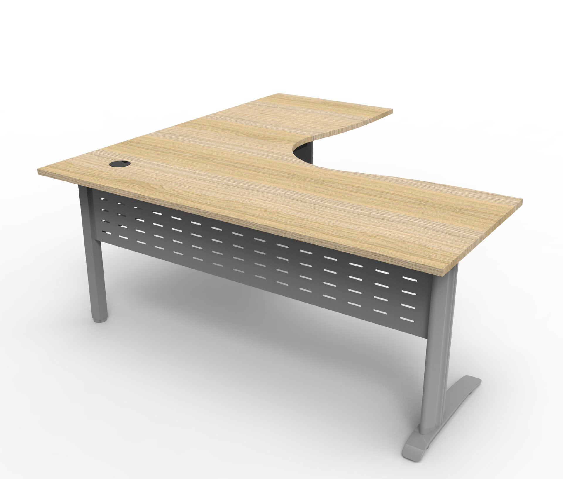 Deluxe Rapid Span Corner Workstation – 1800×1800mm, Natural Oak Top & Precious Silver Base