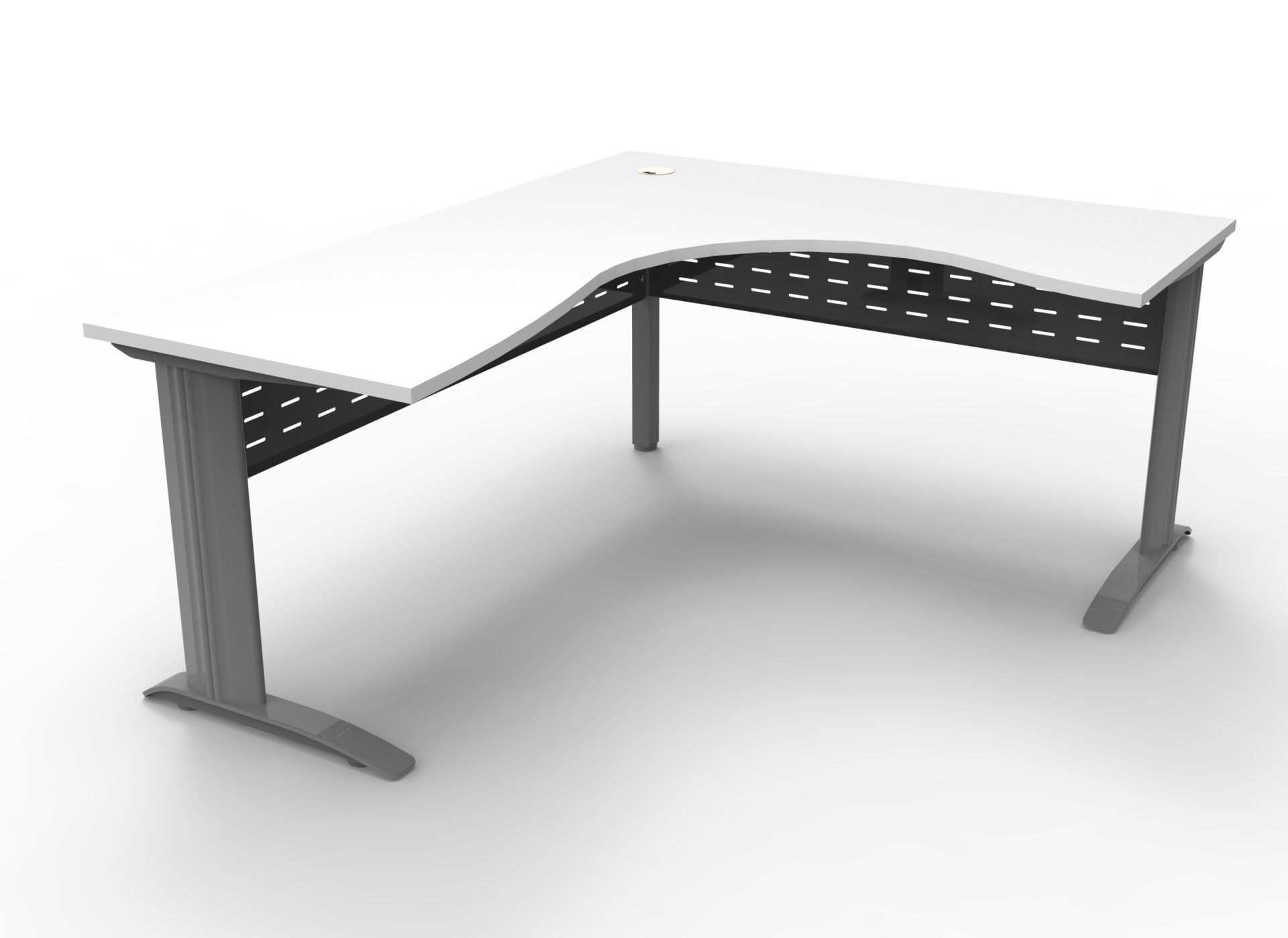 Rapidline Deluxe Rapid Span Corner Workstation | 1500 x 1500 x 750mm | Natural White Top & Precious Silver Base