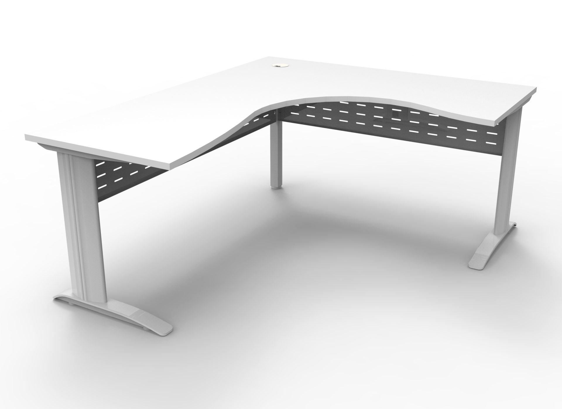 Rapidline Deluxe Rapid Span Corner Workstation | 1500 x 1500 x 750mm | Natural White Top & White Satin Base