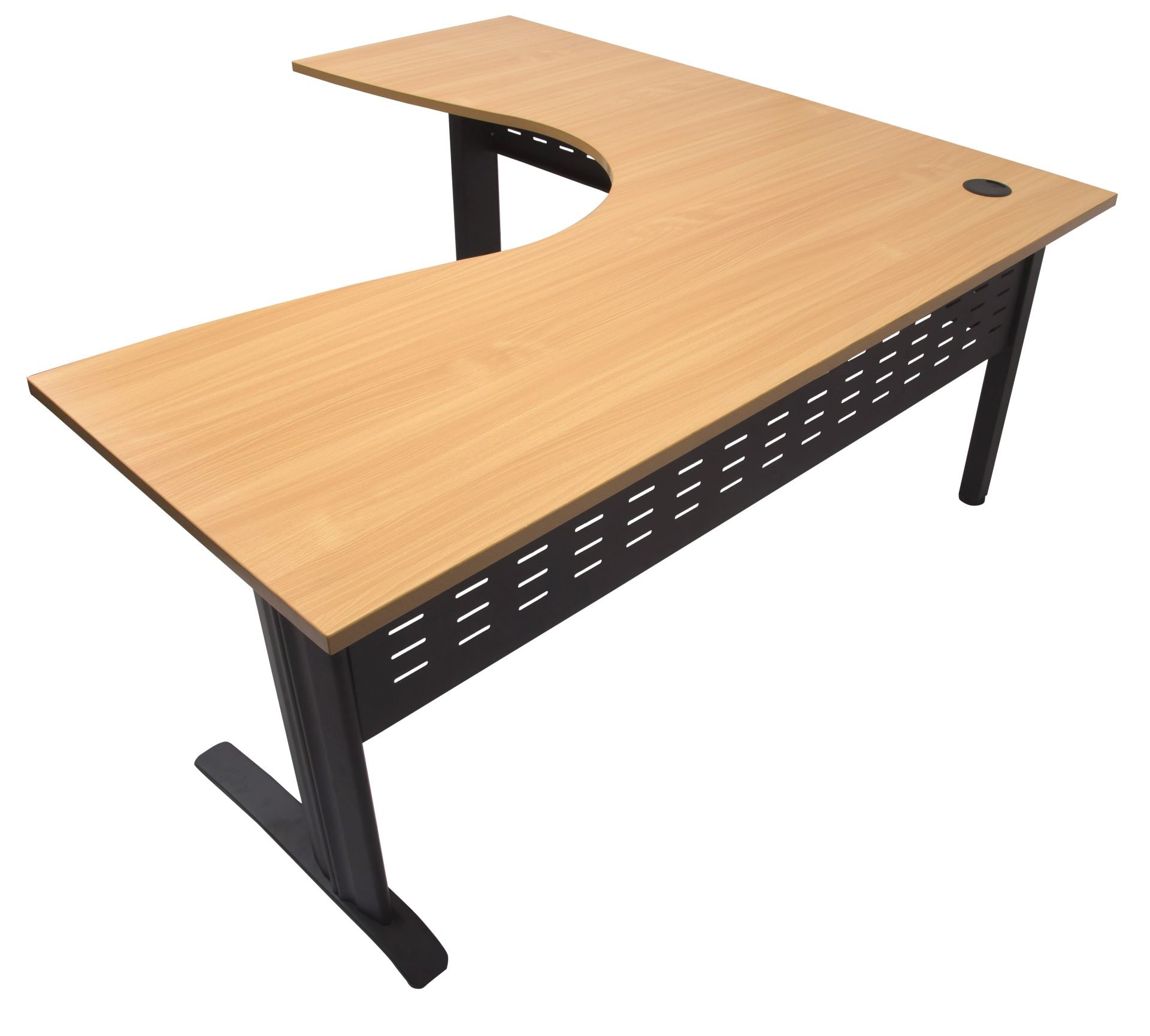 Rapidline Rapid Span Corner Workstation | 1500 x 1500 x 700mm | Beech Top & Black Satin Base