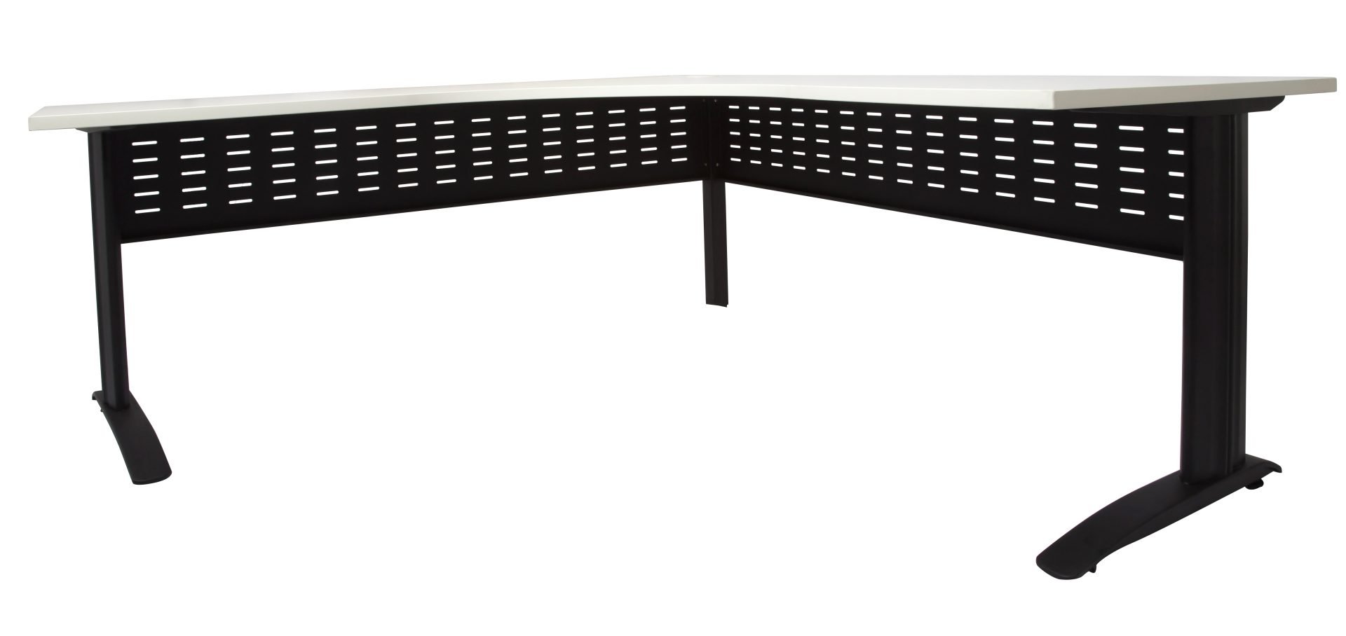 Rapidline Rapid Span Corner Workstation – 1500mm x 1500mm x 700mm | Natural White Top & Black Satin Base