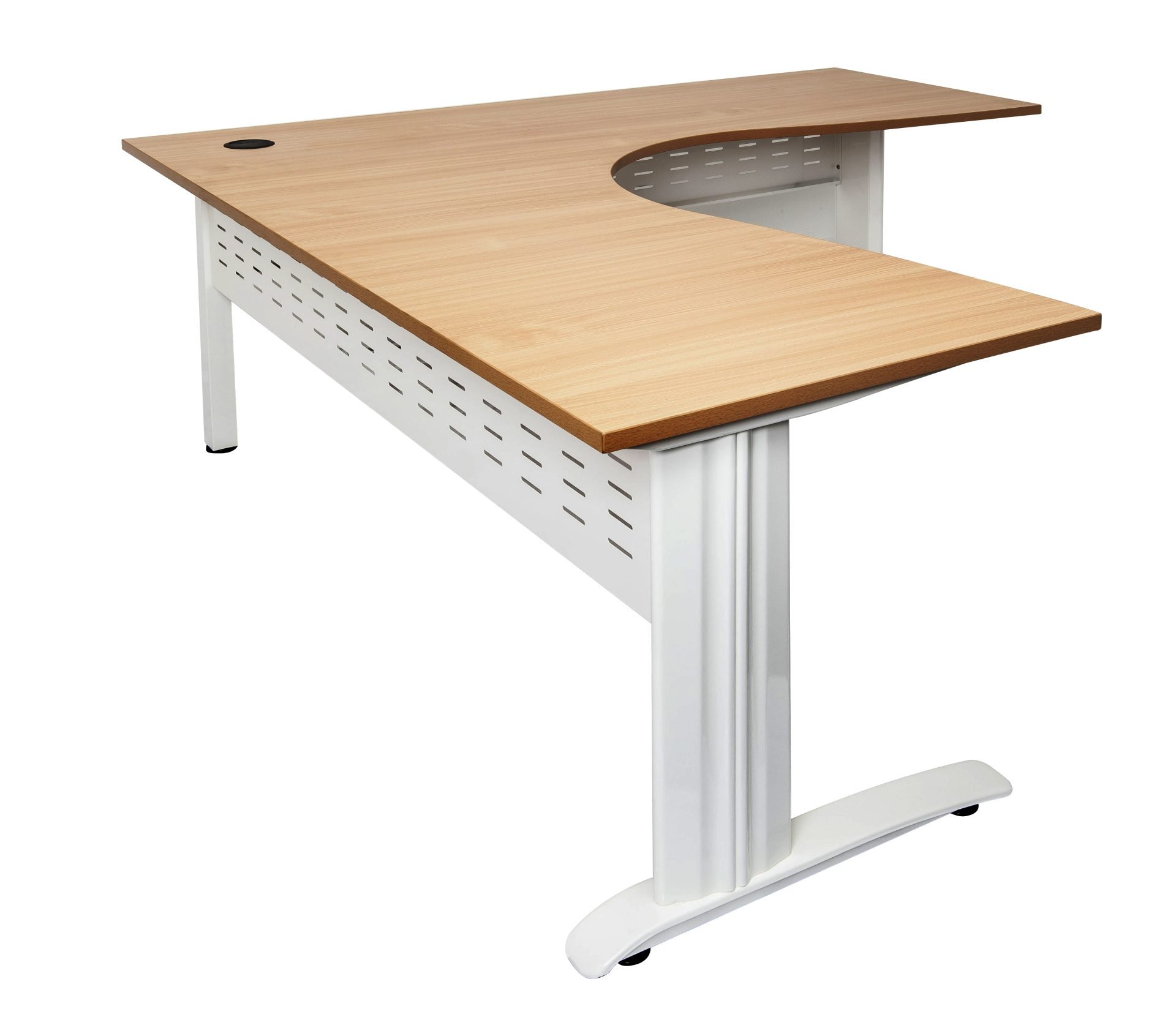 Rapidline Rapid Span Corner Workstation – 1800×1800mm, Beech Top, White Satin Base