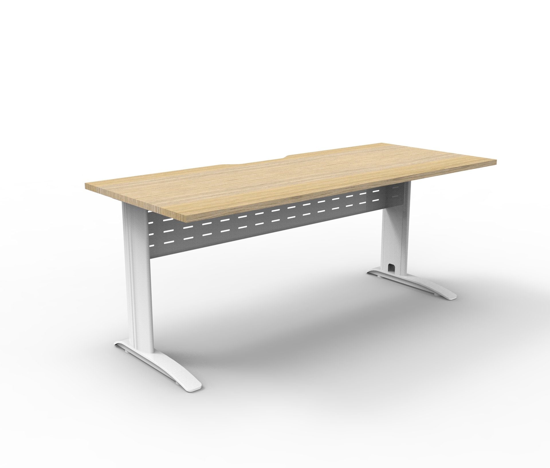 Rapidline Deluxe Rapid Span Desk | 1800mm W x 750mm D | Natural Oak Top, White Satin Base