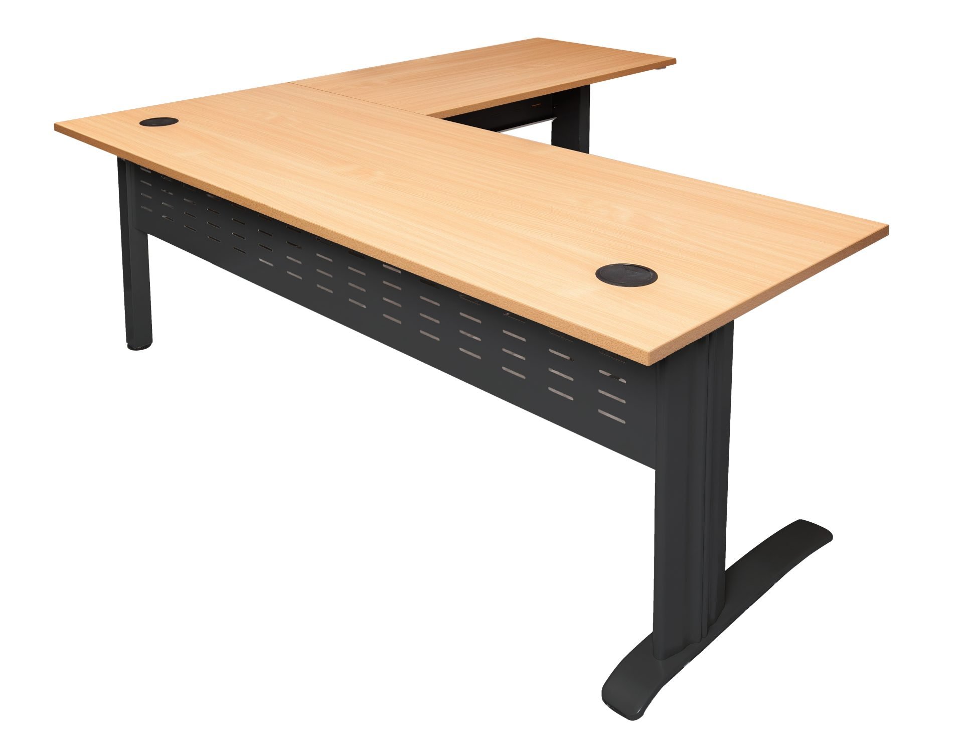 Rapid Span Desk & Return – 1800mm W x 1800mm W x 700mm D, Beech Top & Black Satin Base