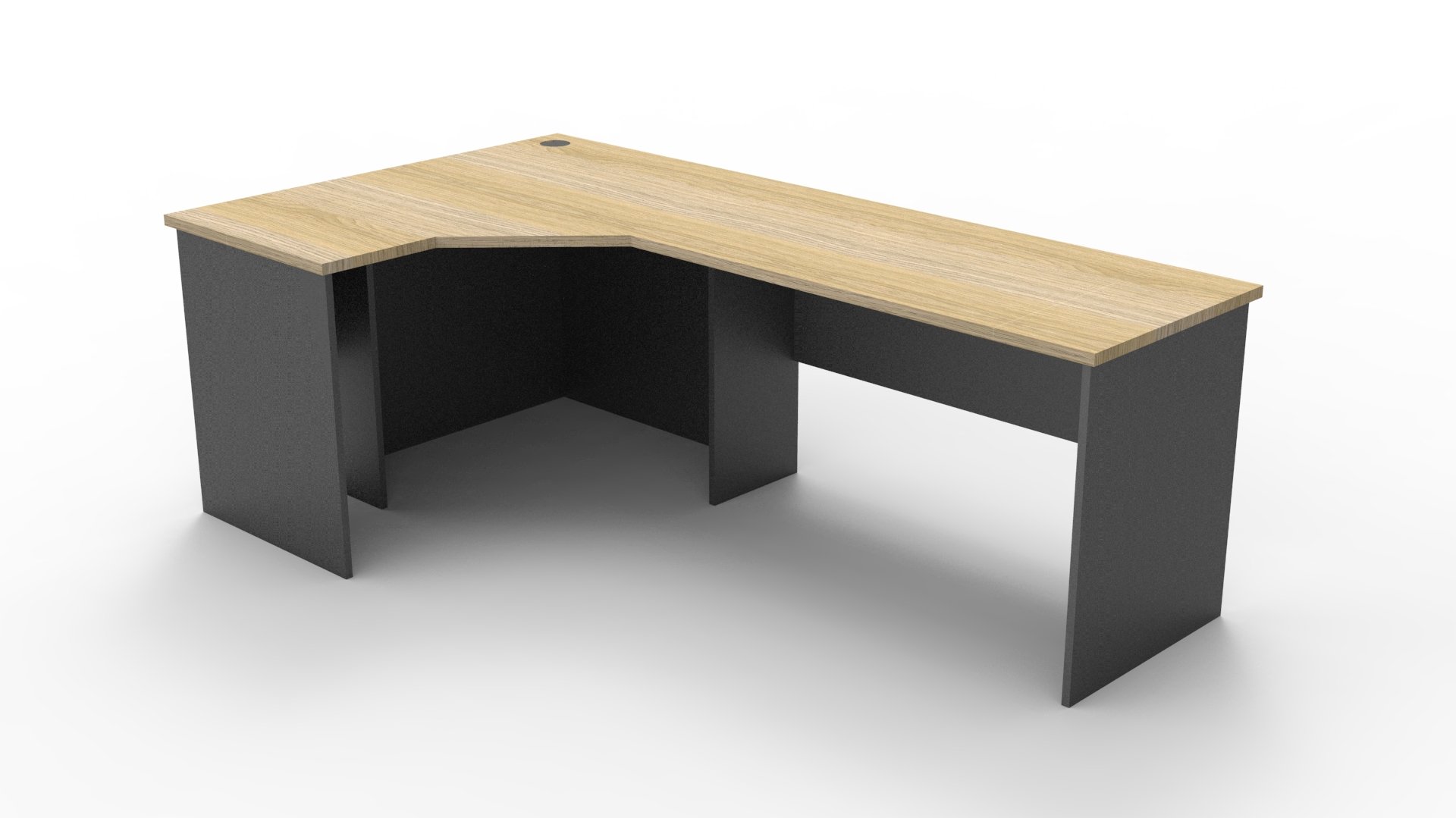 Rapid Worker Corner Workstation – Natural Oak & Ironstone | 1200 × 2100 × 600mm