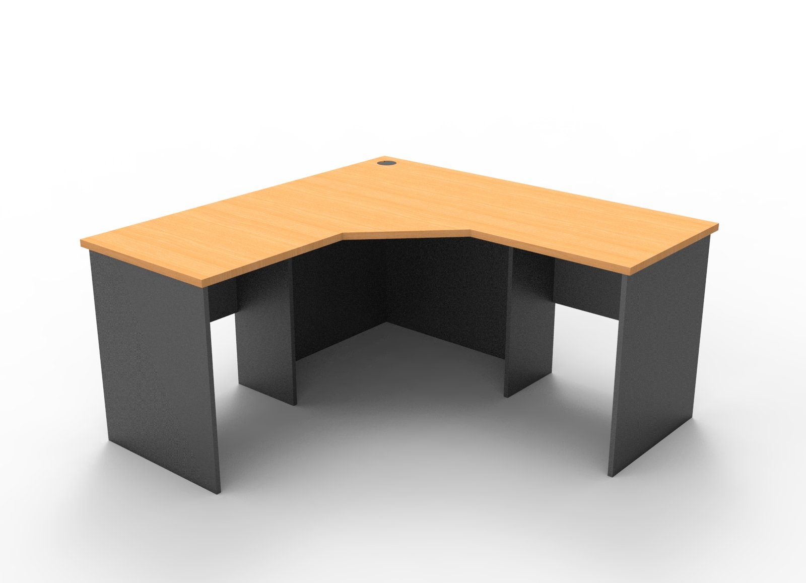 Rapid Worker Corner Workstation – Beech & Ironstone | 1500 × 1500 × 600mm