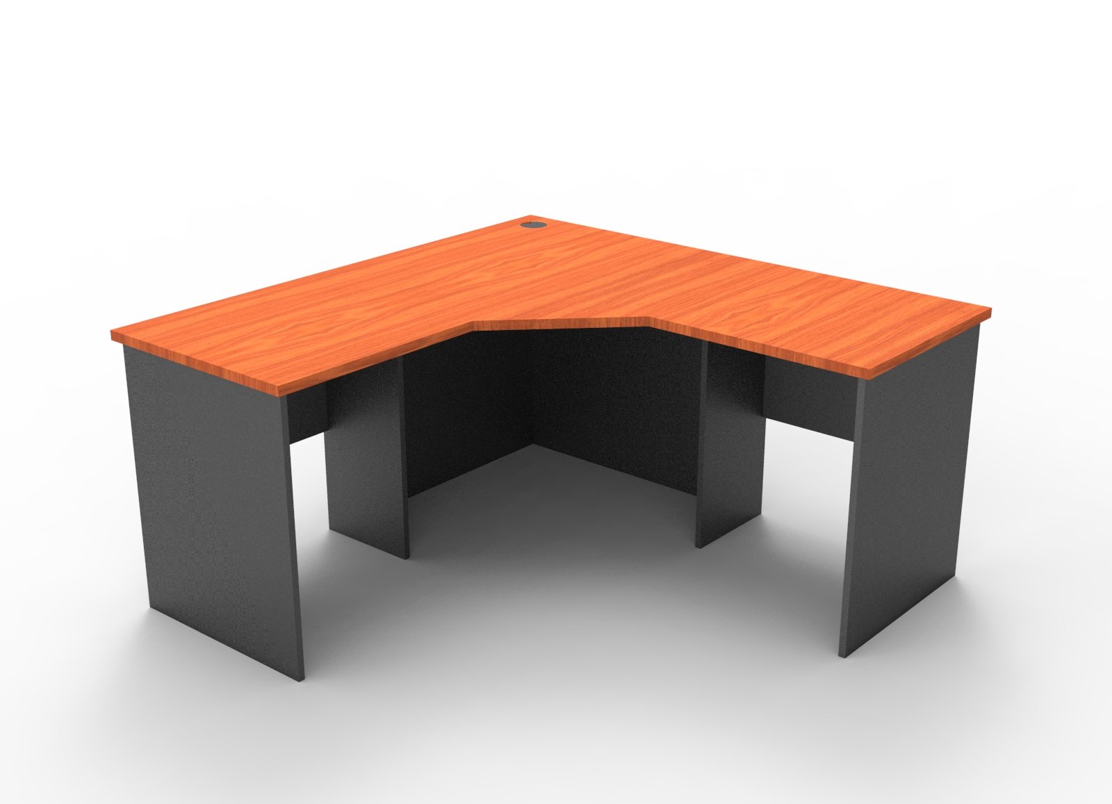 Rapid Worker Corner Workstation – Cherry & Ironstone | 1500 × 1500 × 600mm
