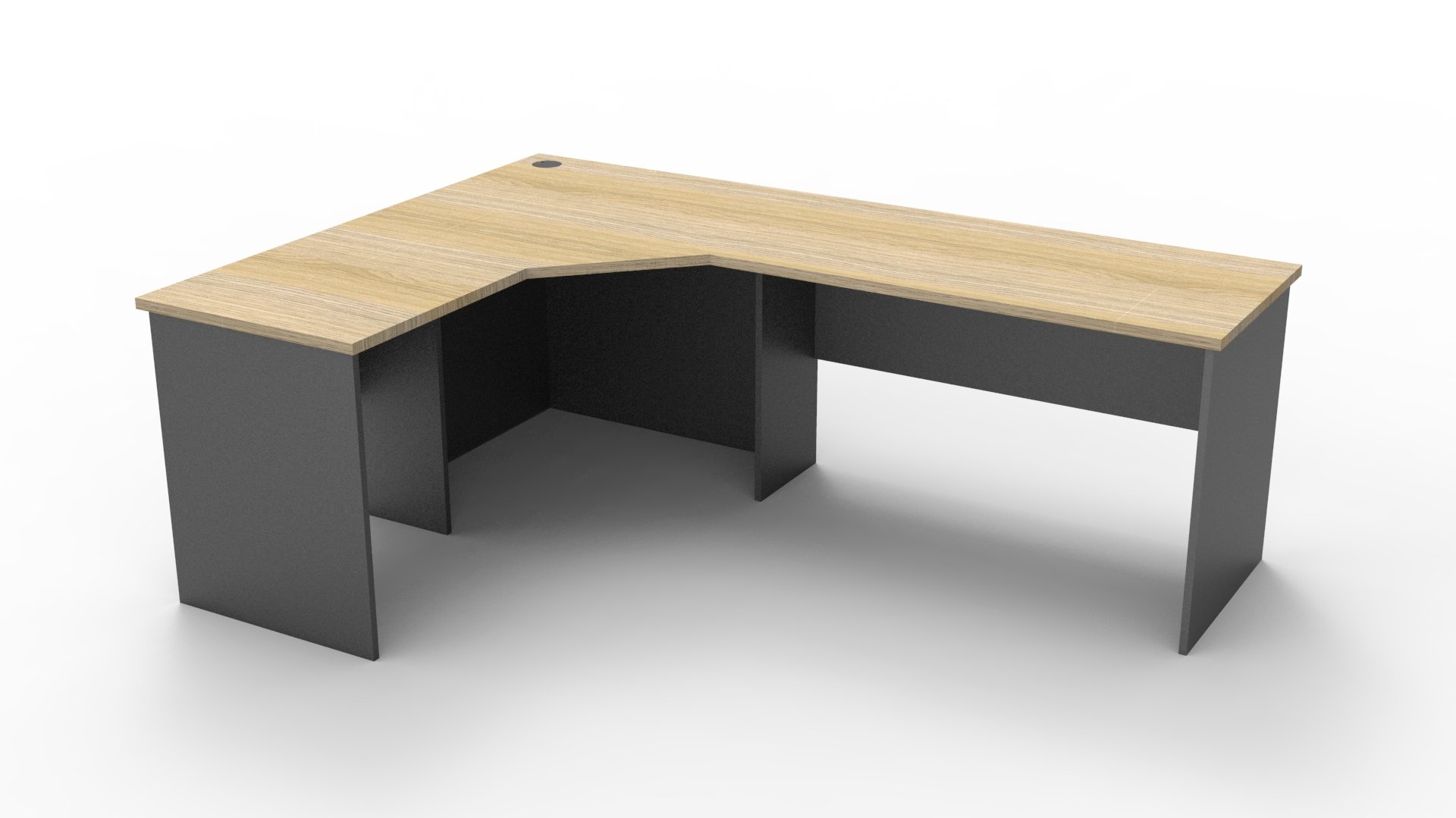 Rapid Worker Corner Workstation – Natural Oak & Ironstone | 2100 x 1500 x 600mm