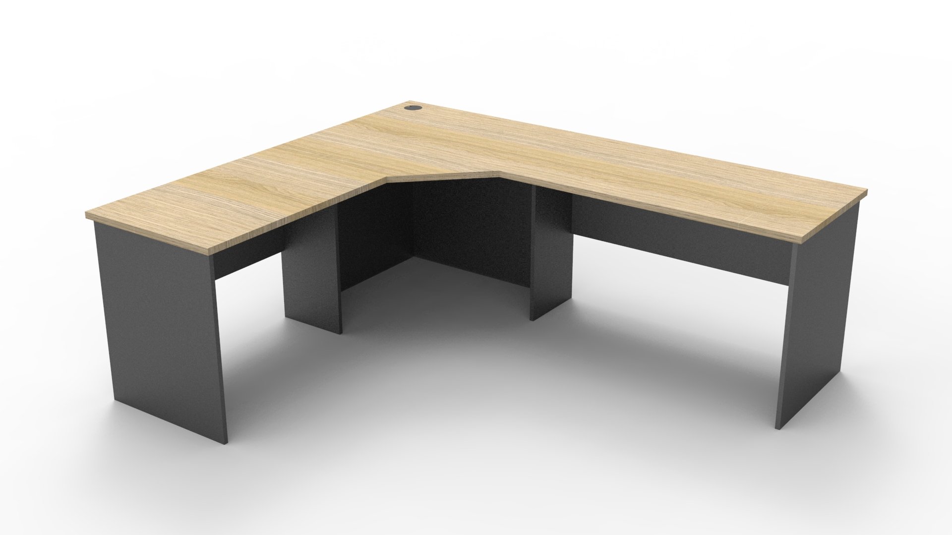 Rapid Worker Corner Workstation – Natural Oak & Ironstone | 2100 × 1800 × 600mm