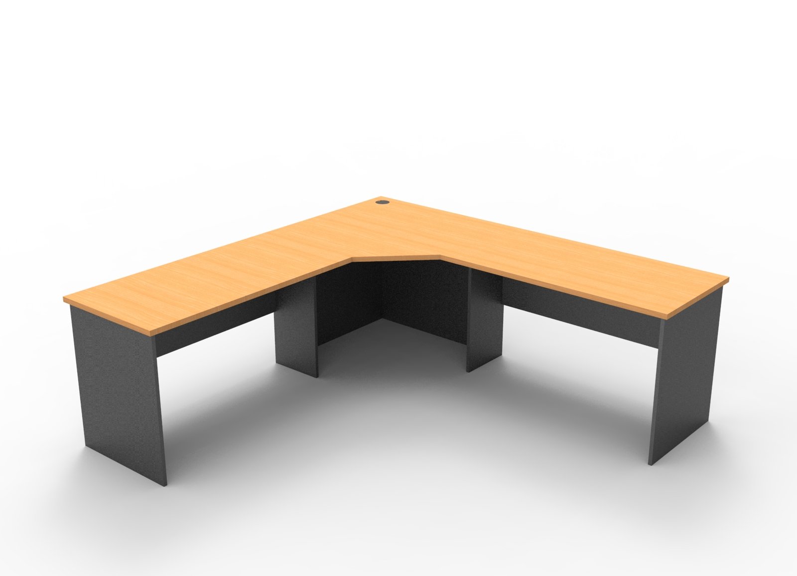 Rapid Worker Corner Workstation – Beech & Ironstone | 2100 × 2100 × 600mm