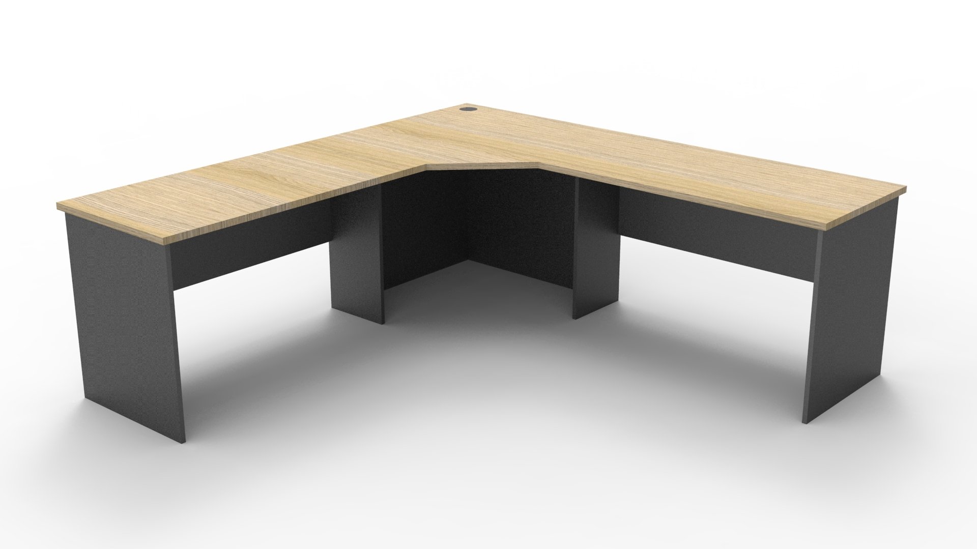 Rapid Worker Corner Workstation – Natural Oak & Ironstone | 2100 × 2100 × 600mm