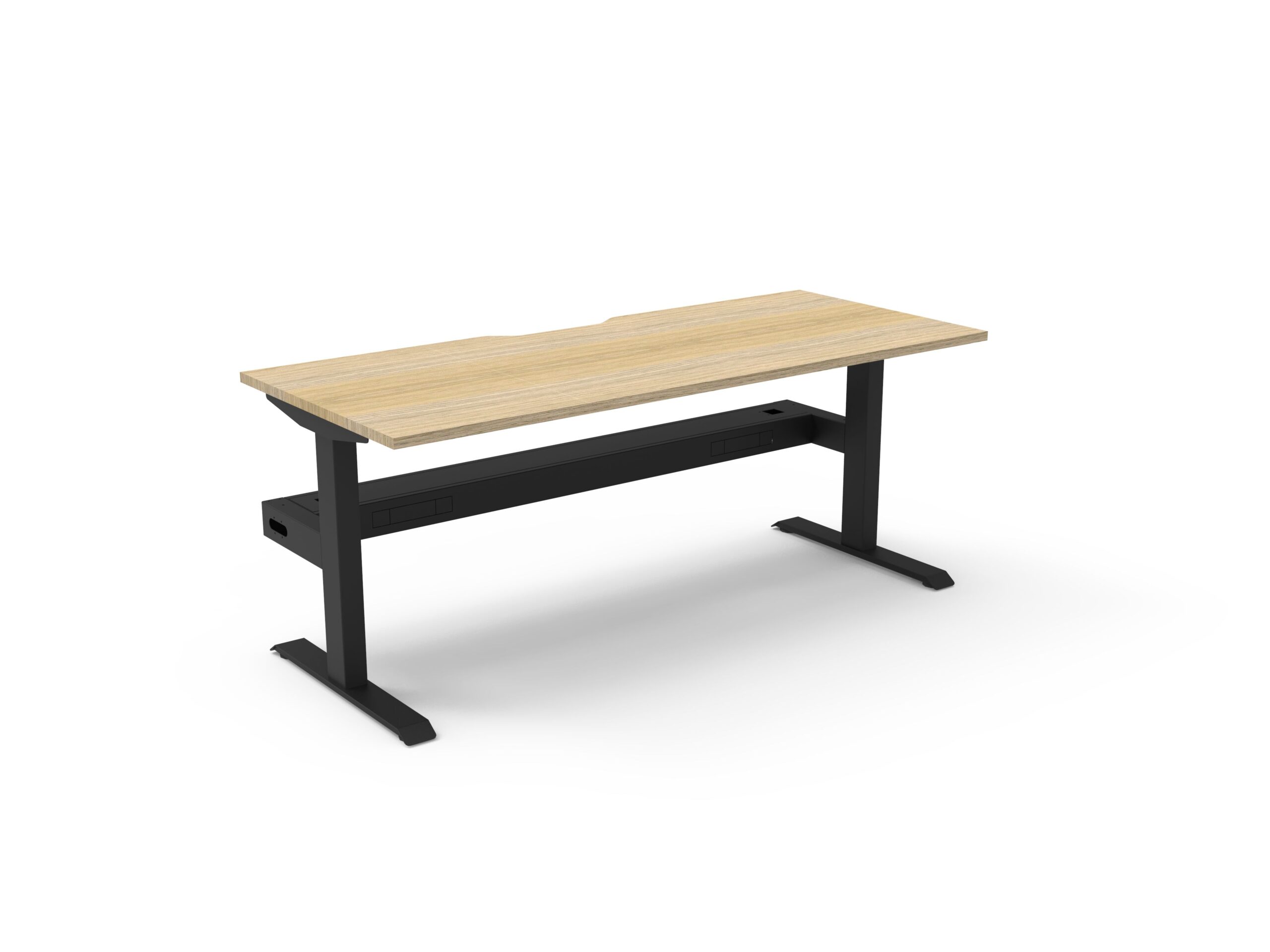Rapidline Boost Static Single Sided Desk – 1800×750mm, Natural Oak Top, Black Satin Frame, Cable Tray
