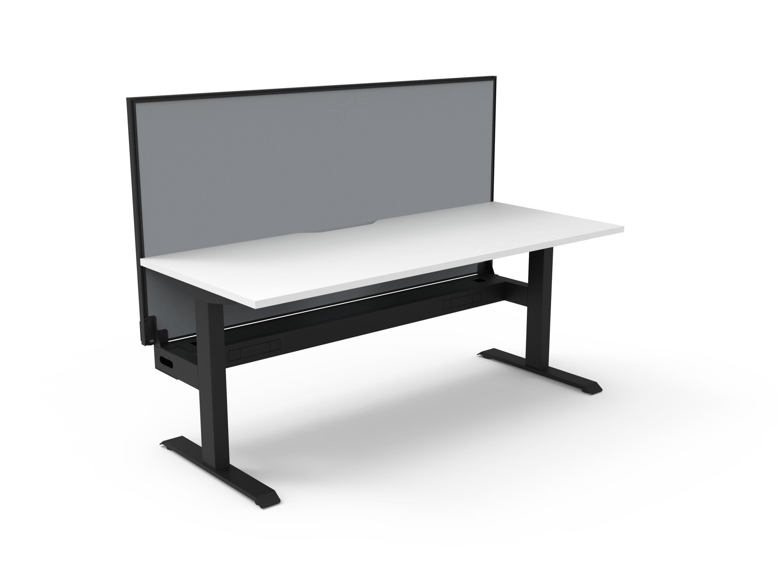 Rapidline Boost Static Desk 1200×750mm | White Top, Black Frame, Grey Screen