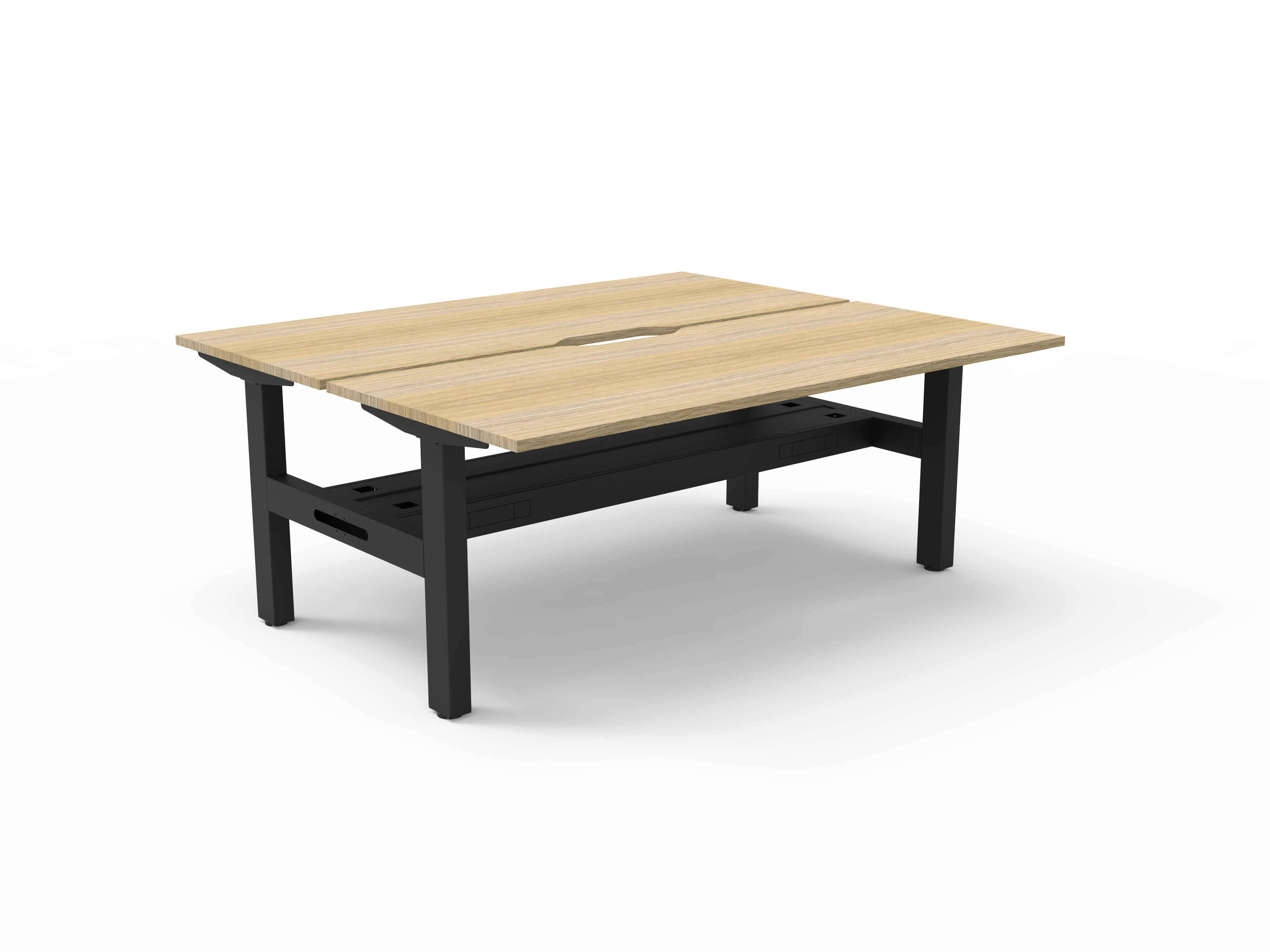 Rapidline Boost Static Back-to-Back Workstation | 1500 x 750mm | Natural Oak Top, Black Satin Frame | Cable Tray Included