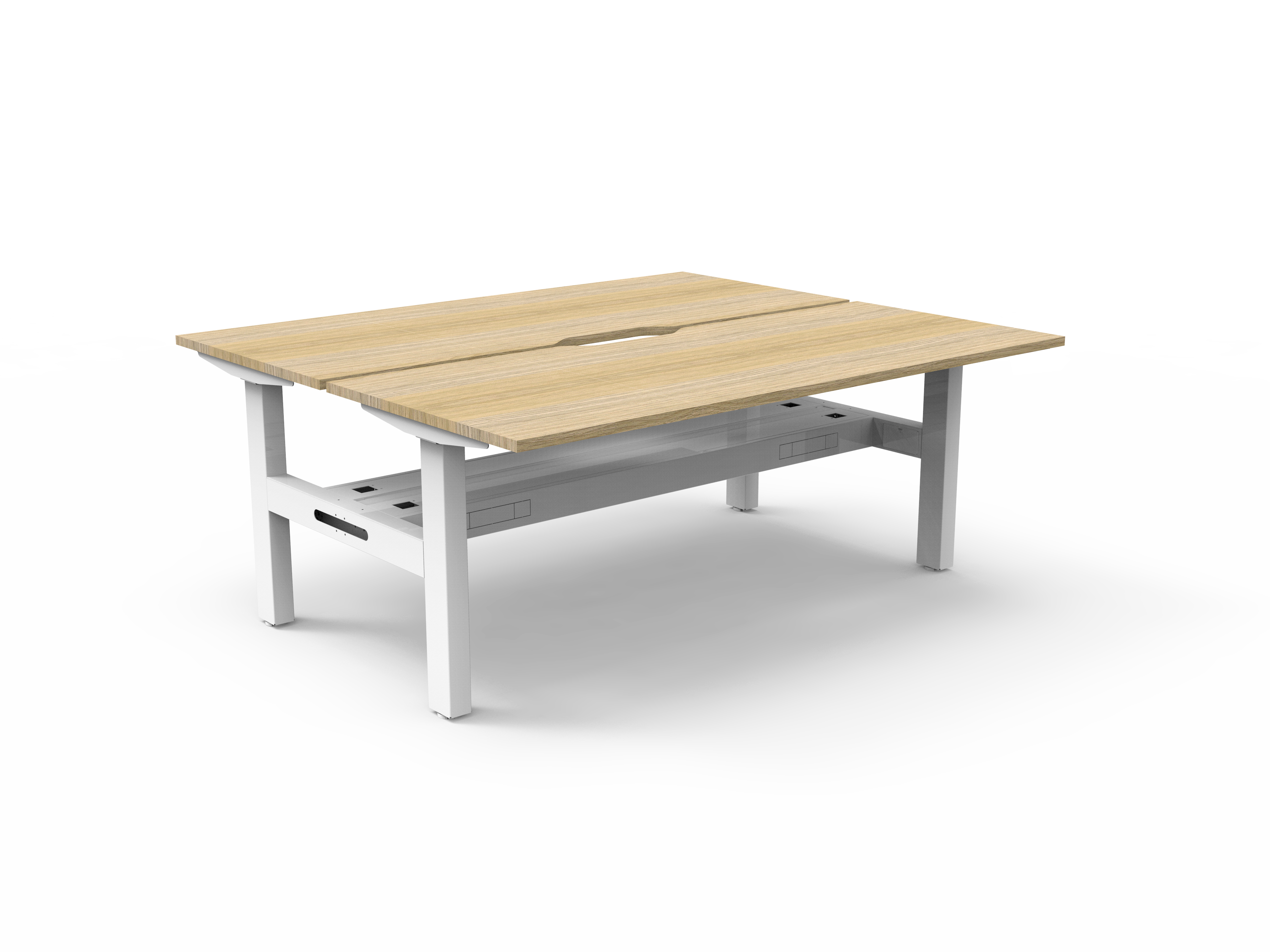 Rapidline Boost Static Back-to-Back Desk – Natural Oak Top, White Satin Frame | 1800×750mm | Cable Tray Included