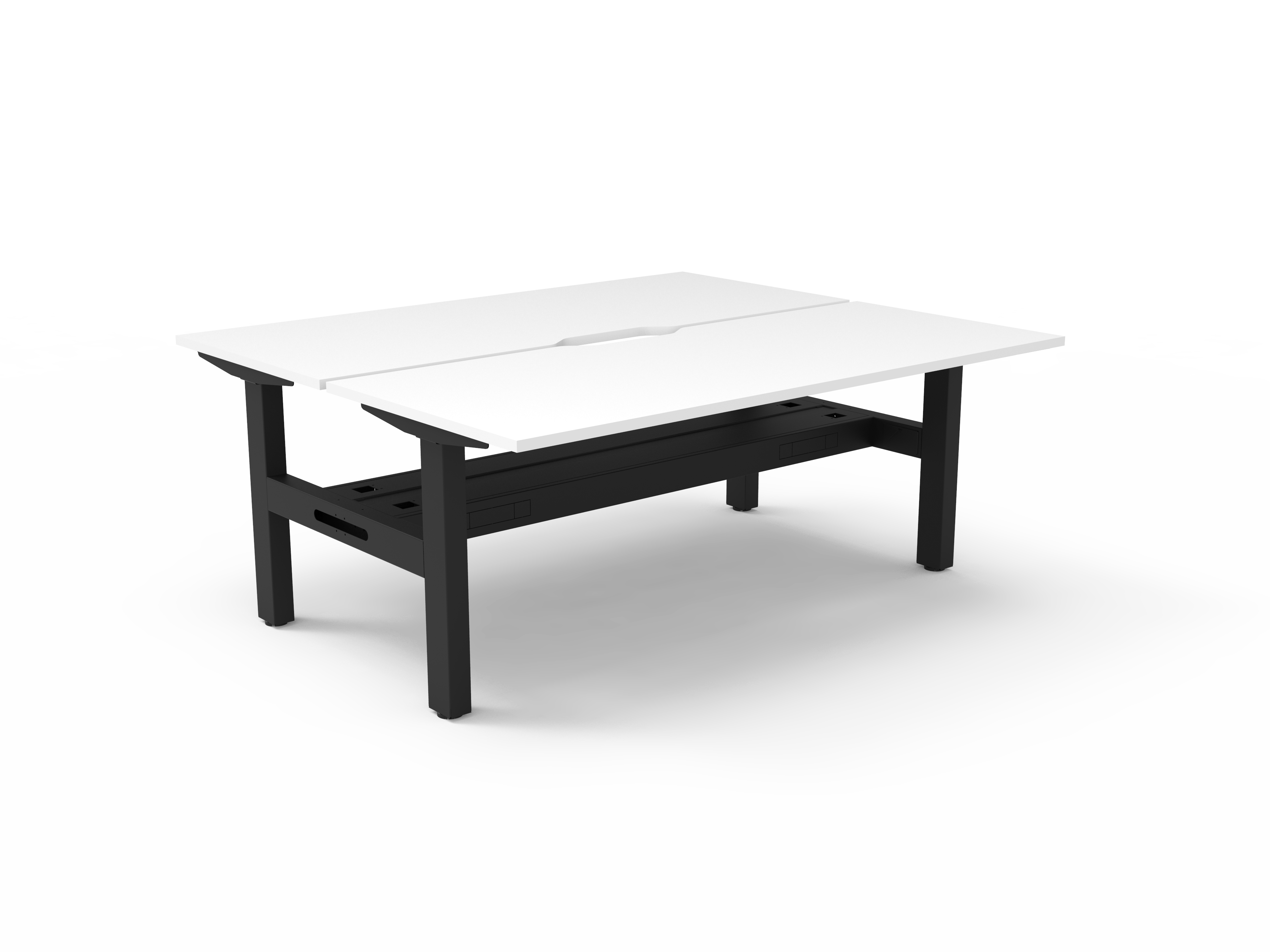 Rapidline Boost Static Back-to-Back Desk – Natural White Top, Black Satin Frame | 1800×750mm | Cable Tray Included