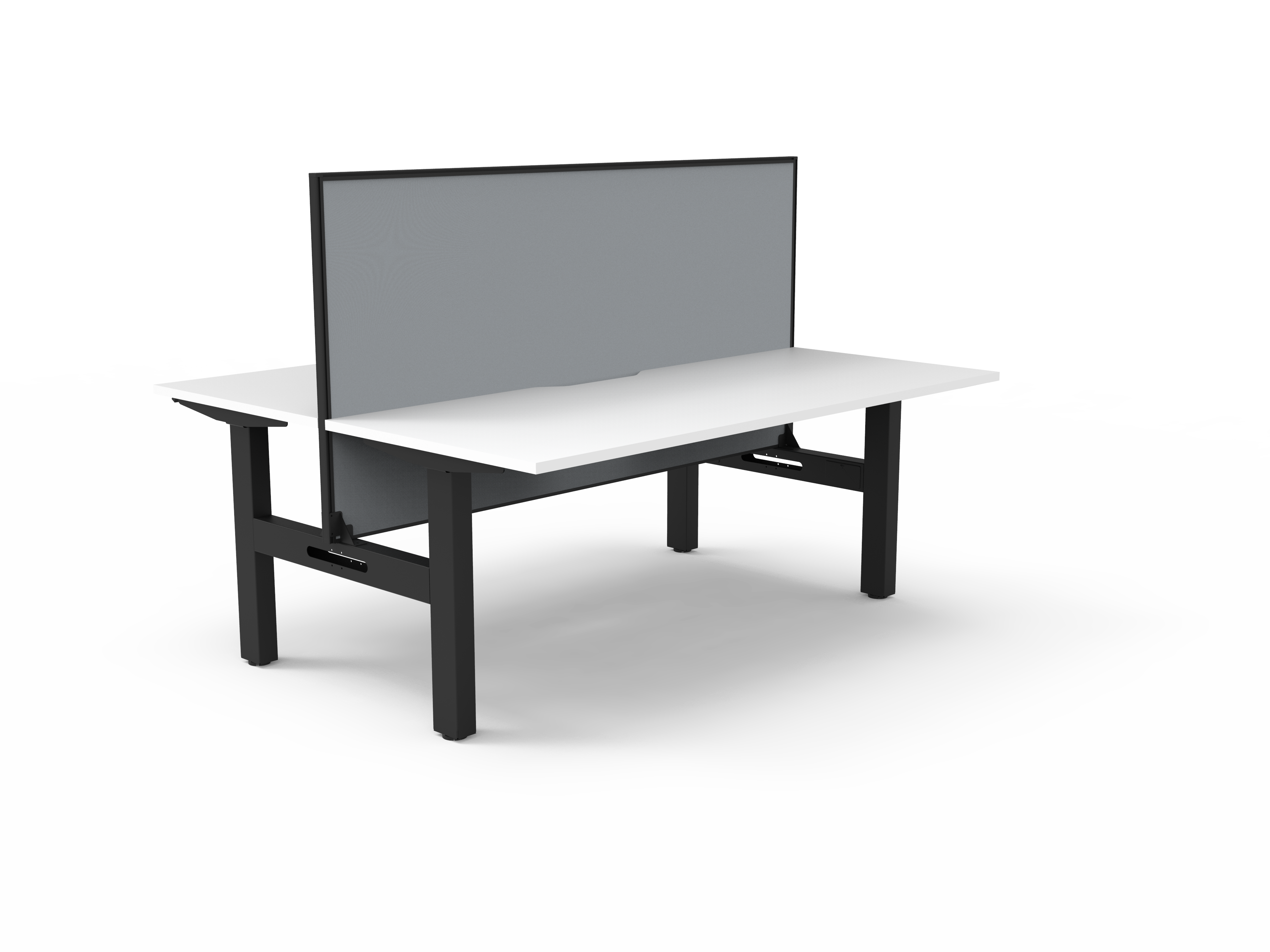 Rapidline Boost Static Back to Back Workstation – Natural White Top, Black Satin Frame, Grey Screen | 1800 x 750mm