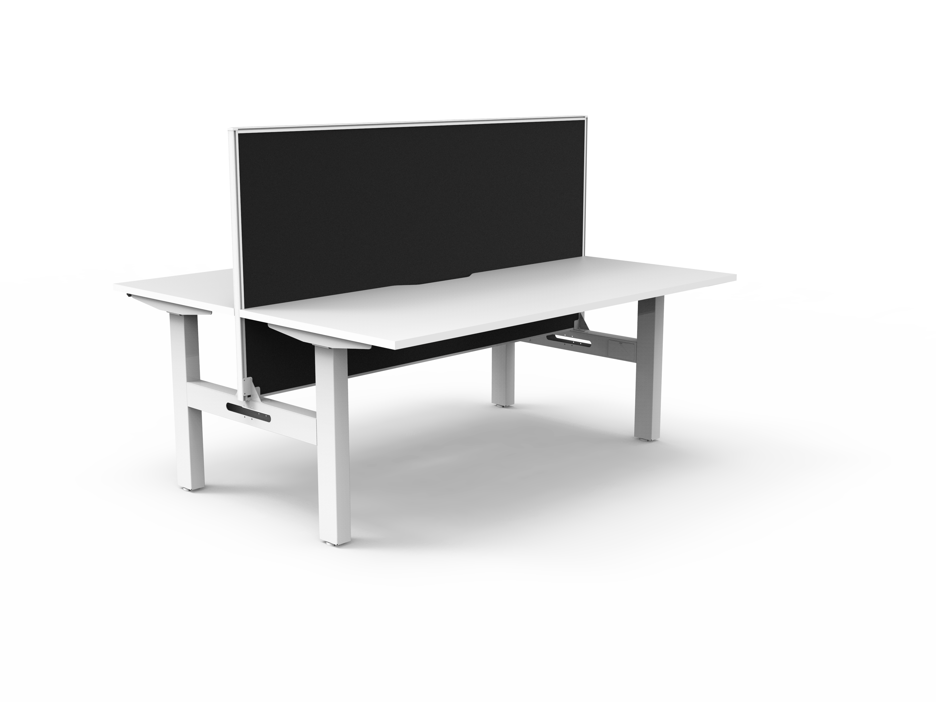 Rapidline Boost Static Back to Back Workstation – Natural White Top, White Satin Frame, Black Screen | 1800 x 750mm