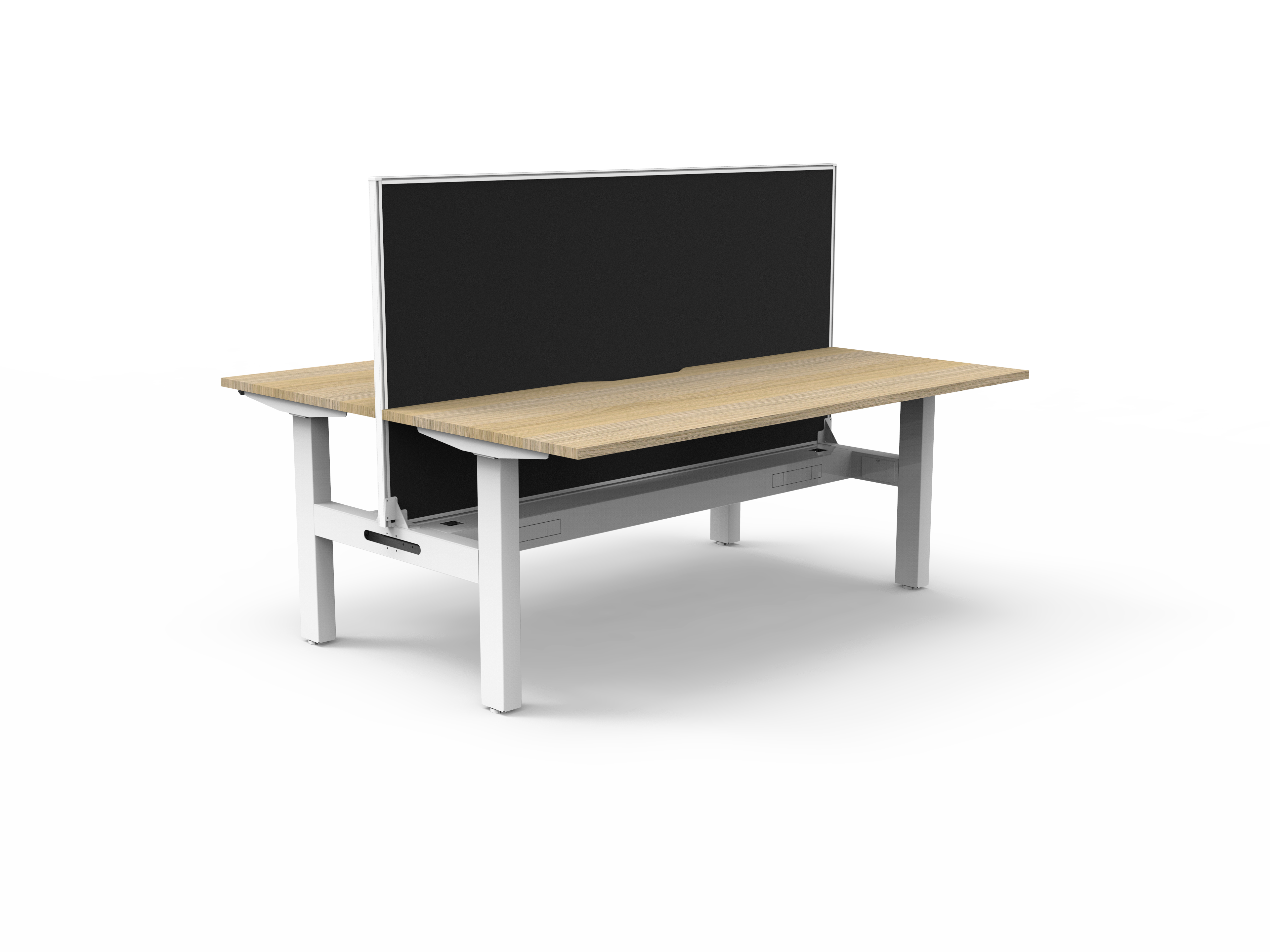 Rapidline Boost Static Back to Back Desk – 1500×750mm, Natural Oak Top, White Frame, Black Screen