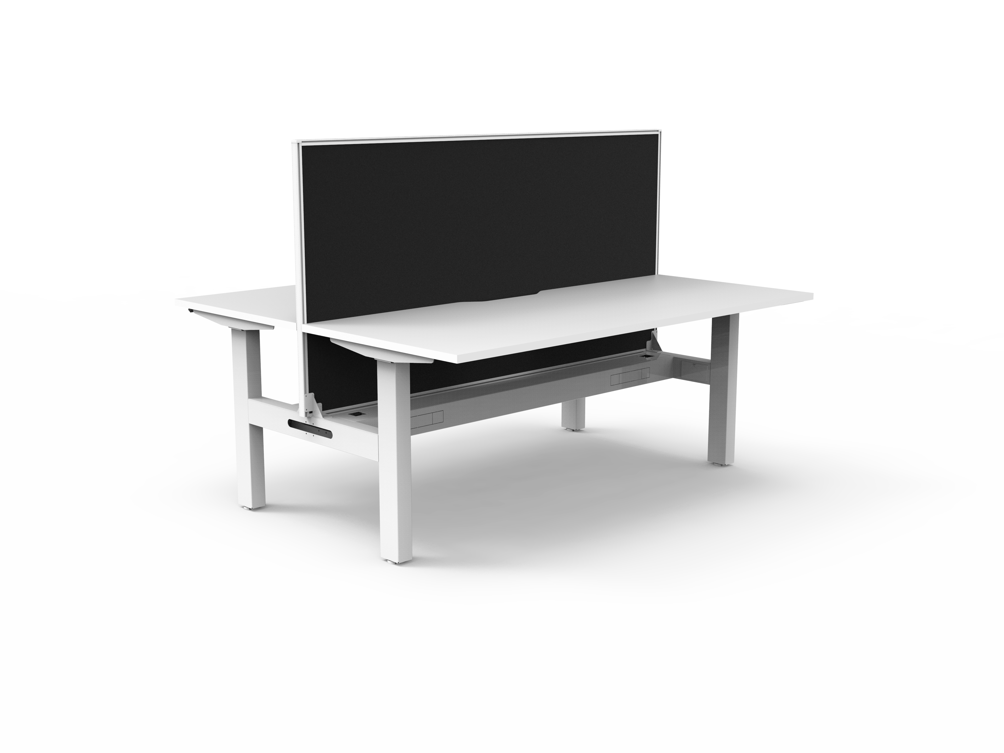 Rapidline Boost Static Back-to-Back Workstation | 1800 x 750mm | Natural White Top, White Satin Frame, Black Screen