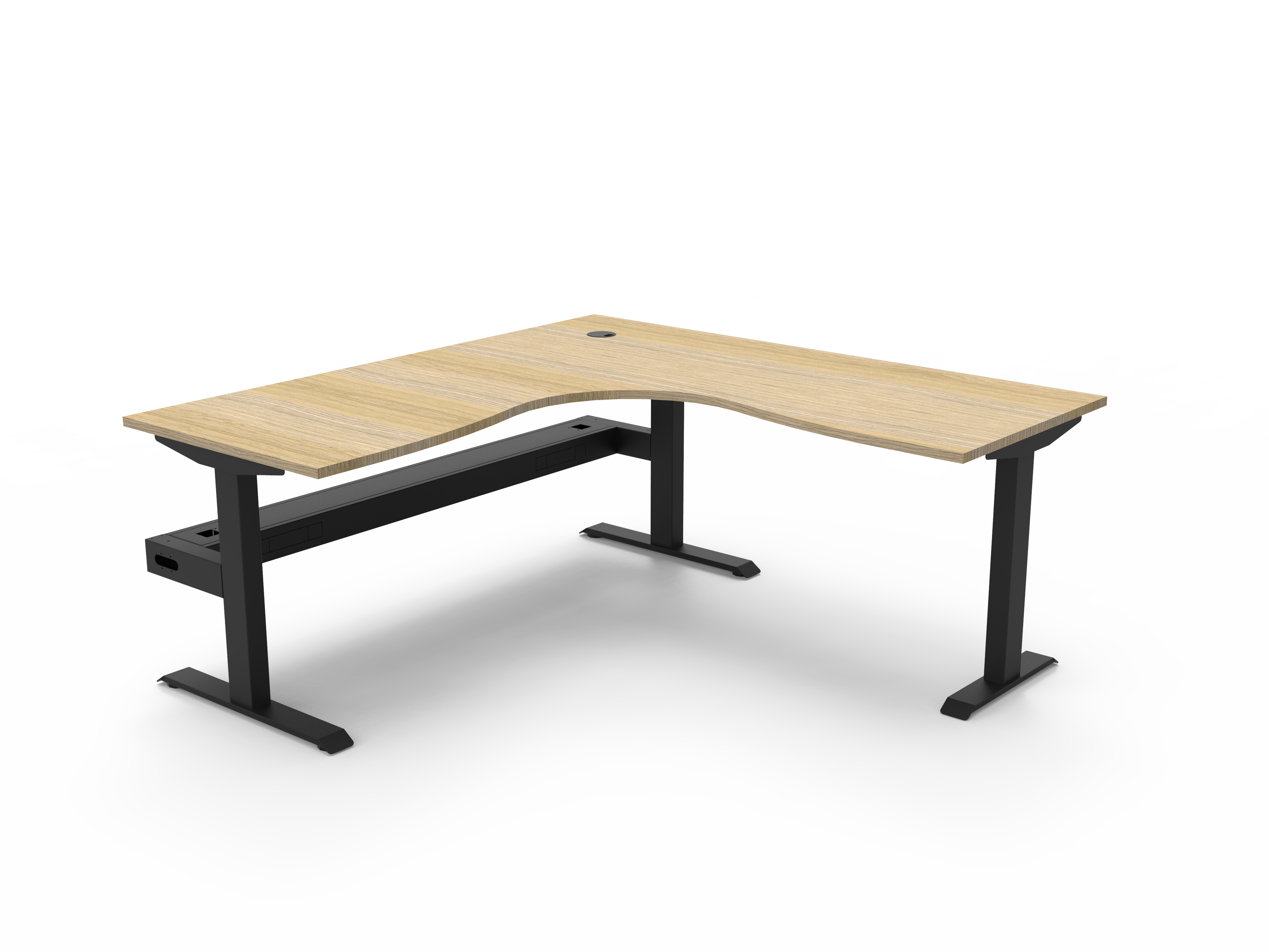 Rapidline Boost Static Corner Workstation – 1800mm x 1800mm, Natural Oak Top, Black Satin Frame, Cable Tray Included