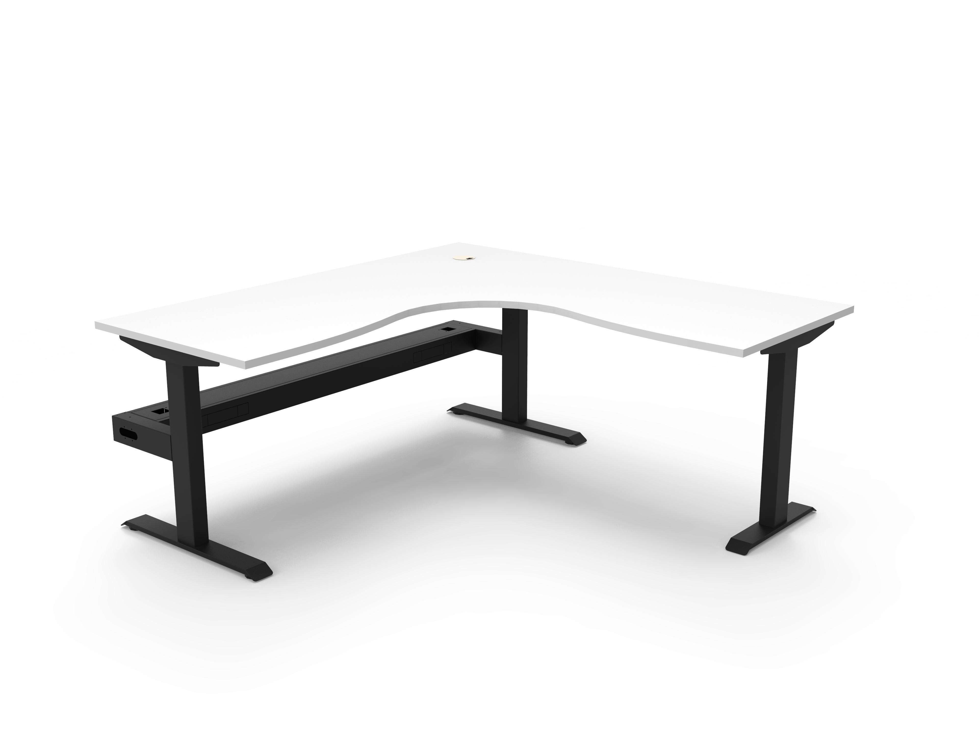 Rapidline Boost Static Corner Workstation – 1800mm x 1800mm, Natural White Top, Black Satin Frame, Cable Tray Included